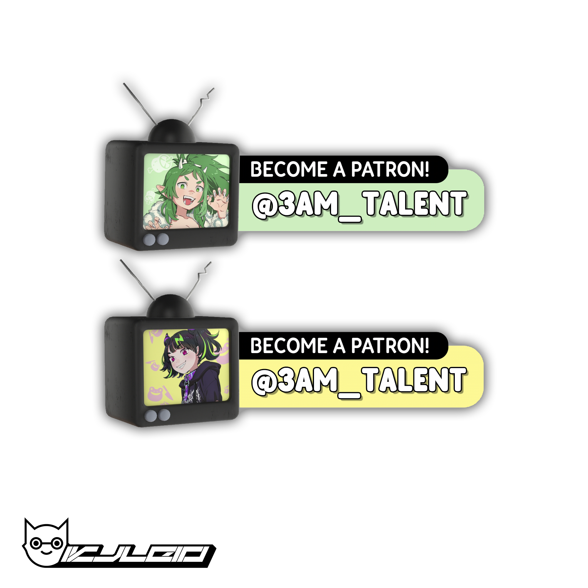 Animated Patreon stream overlay for 3AM VTubers