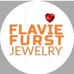 Logo for Flavie Furst Jewelry with orange text and a red heart