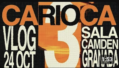 Event poster with bold orange and white text on a black background, promoting a vlog event on October 24 at Sala Camden, Gran Canaria.