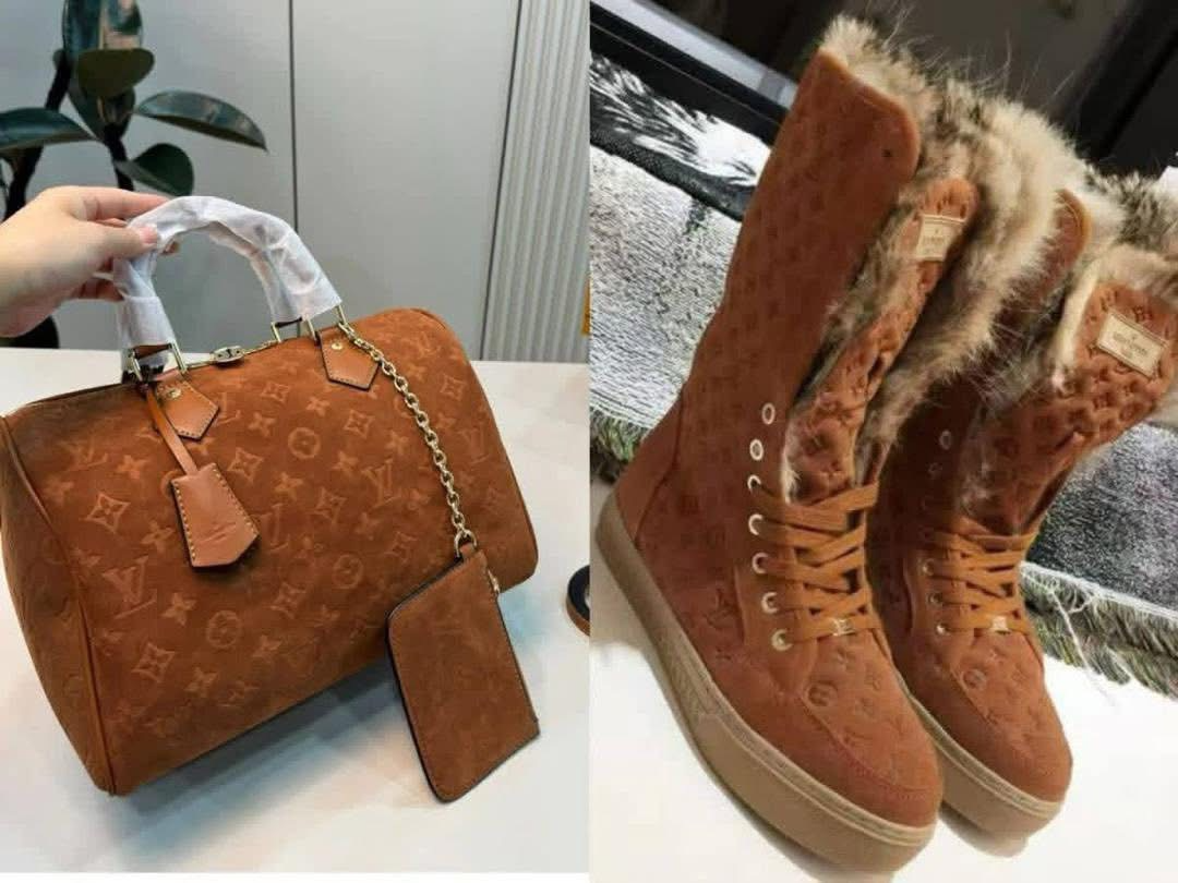 Womans LV Brown Boot and Bag Set.png