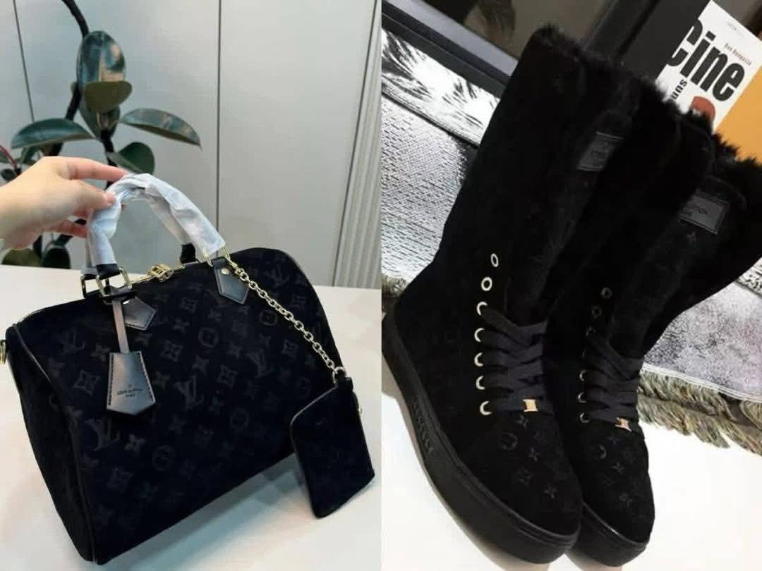 Womans LV Black Boot and Bag Set.png