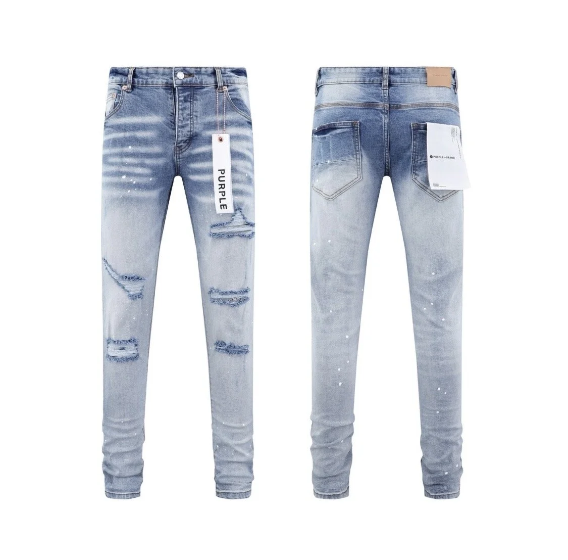 Purple Trendy Distressed Slim-Fit Jeans