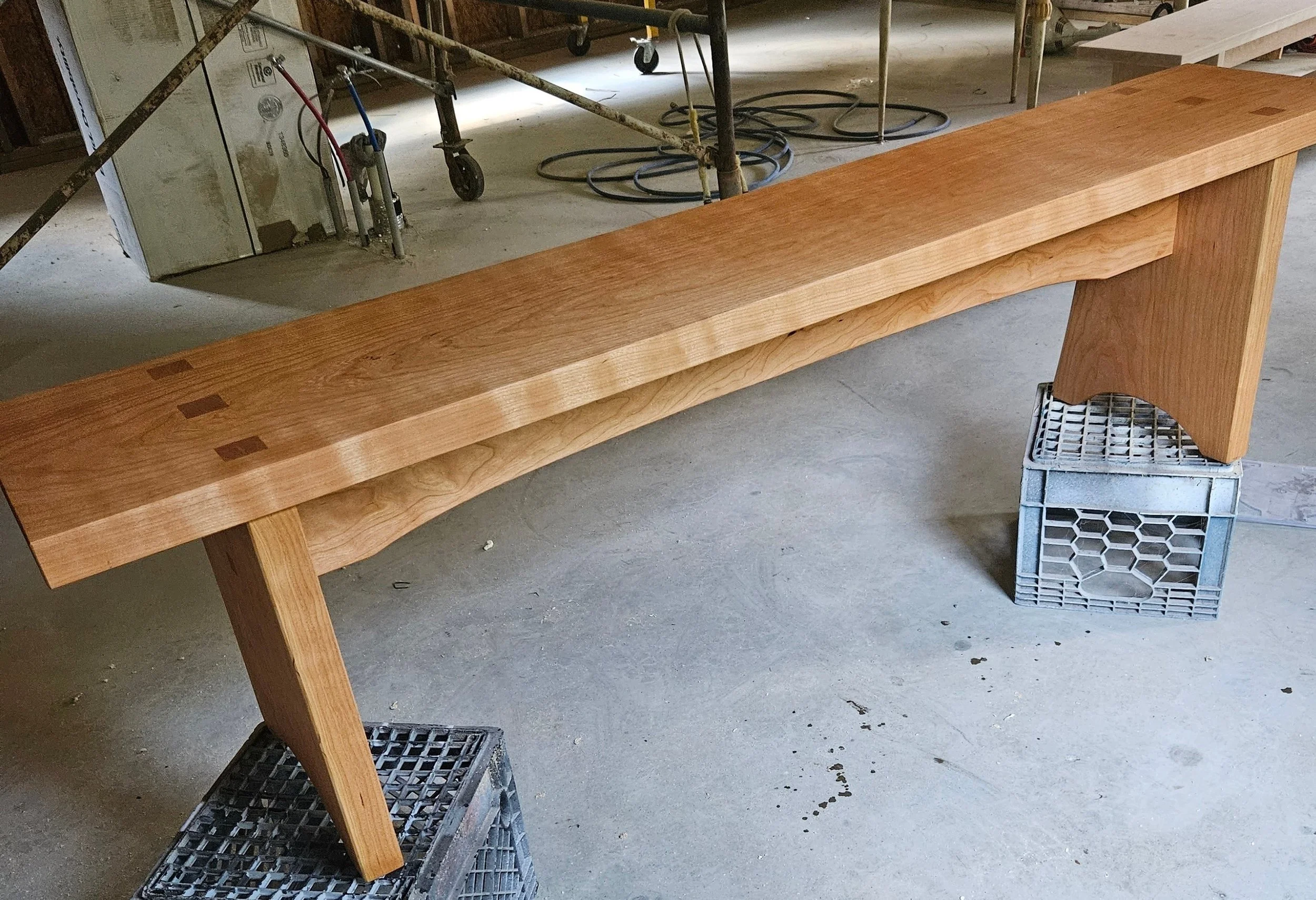 japanese inspired bench made from cherry