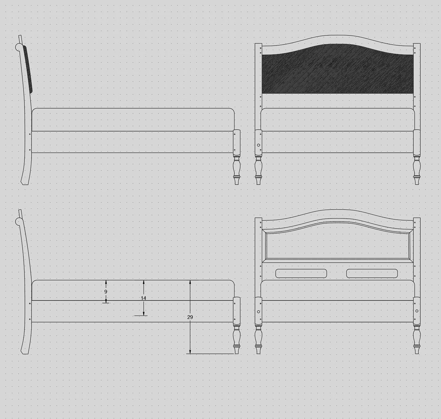 french bed with upholstered headboard