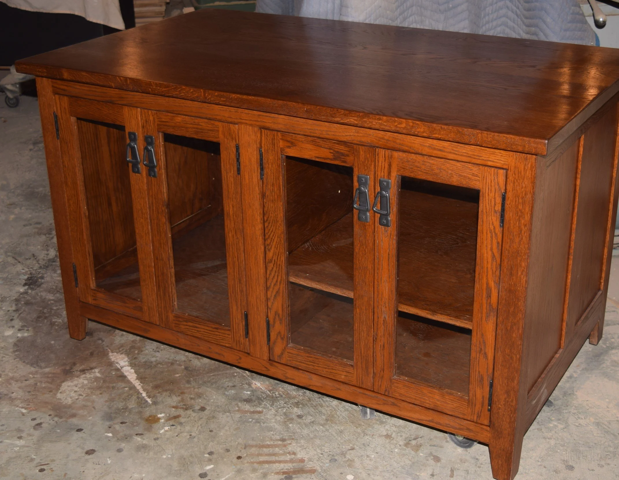 arts and crafts mission book case made from white oak
