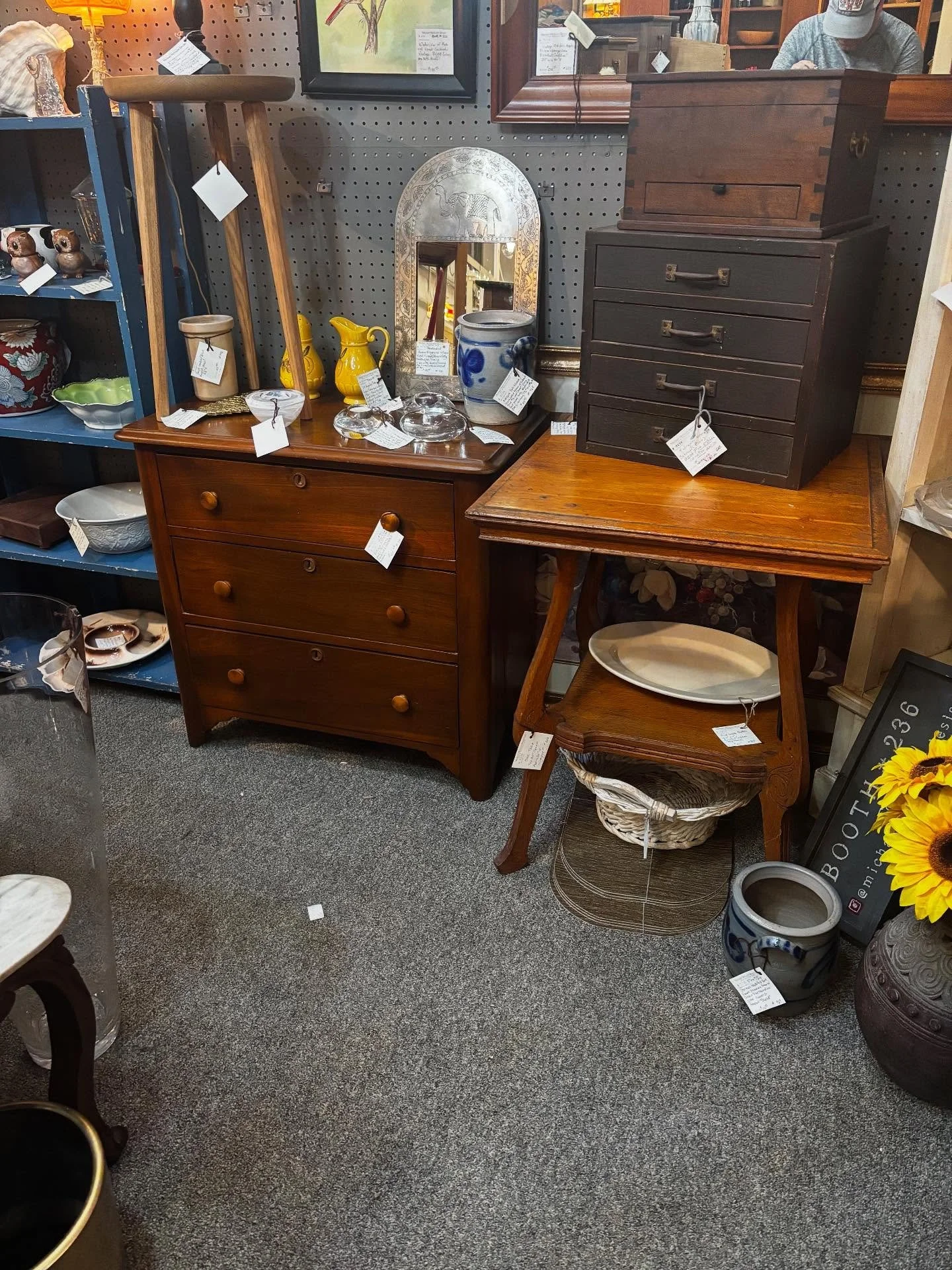 Attractive Cottage 3 Drawer Chest, with a very nice back, square nailed hand dovetailed drawers. 1890ish. @gaslamptoo