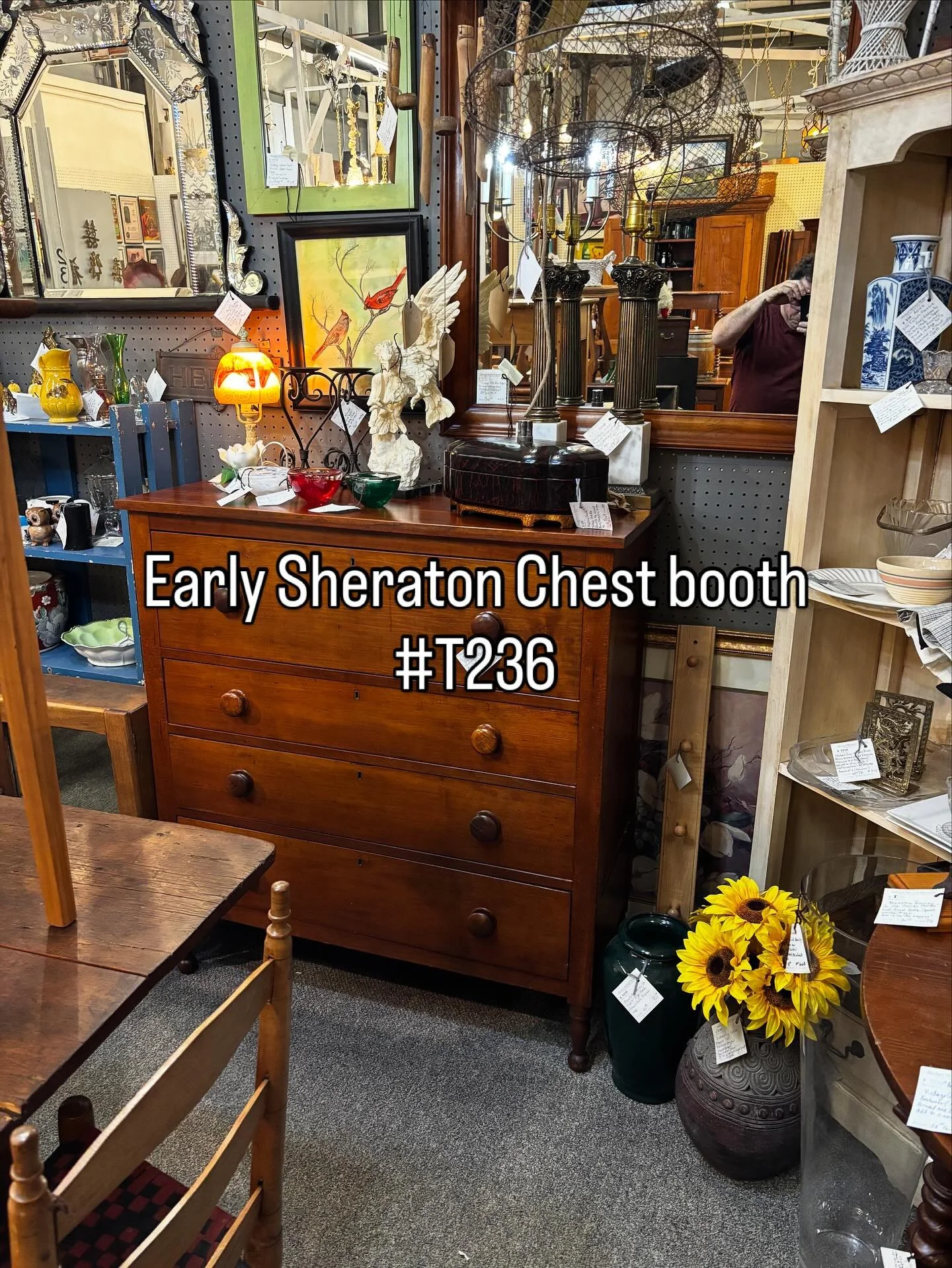 Refresh and new items in my booth #T236. 6 foot x 34&rdquo; Early Hutch Table. Shaker inspired Table and Chairs I make from kiln dried hardwoods, very comfortable handcrafted Shaker Windsor Chairs.  Vintage and accessories. @gaslamptoo