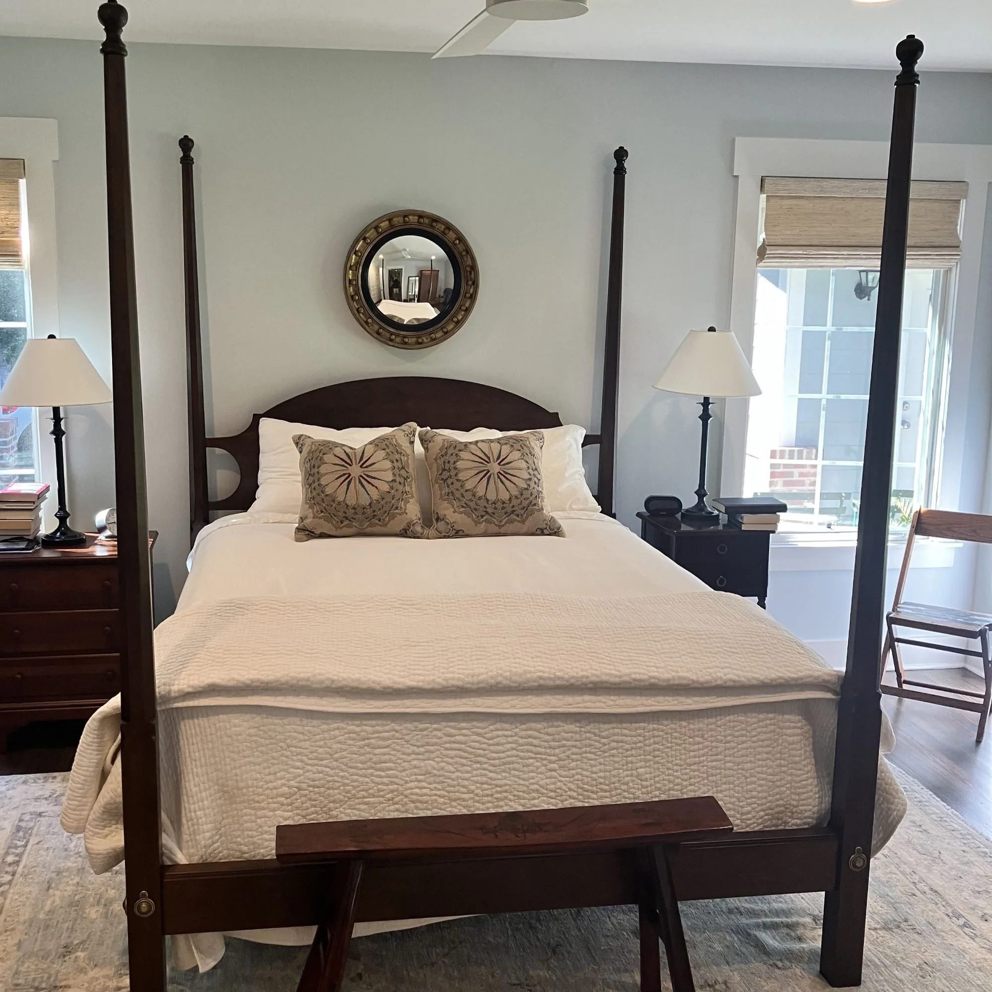 shaker pencil post bed made from cherry curly maple walnut