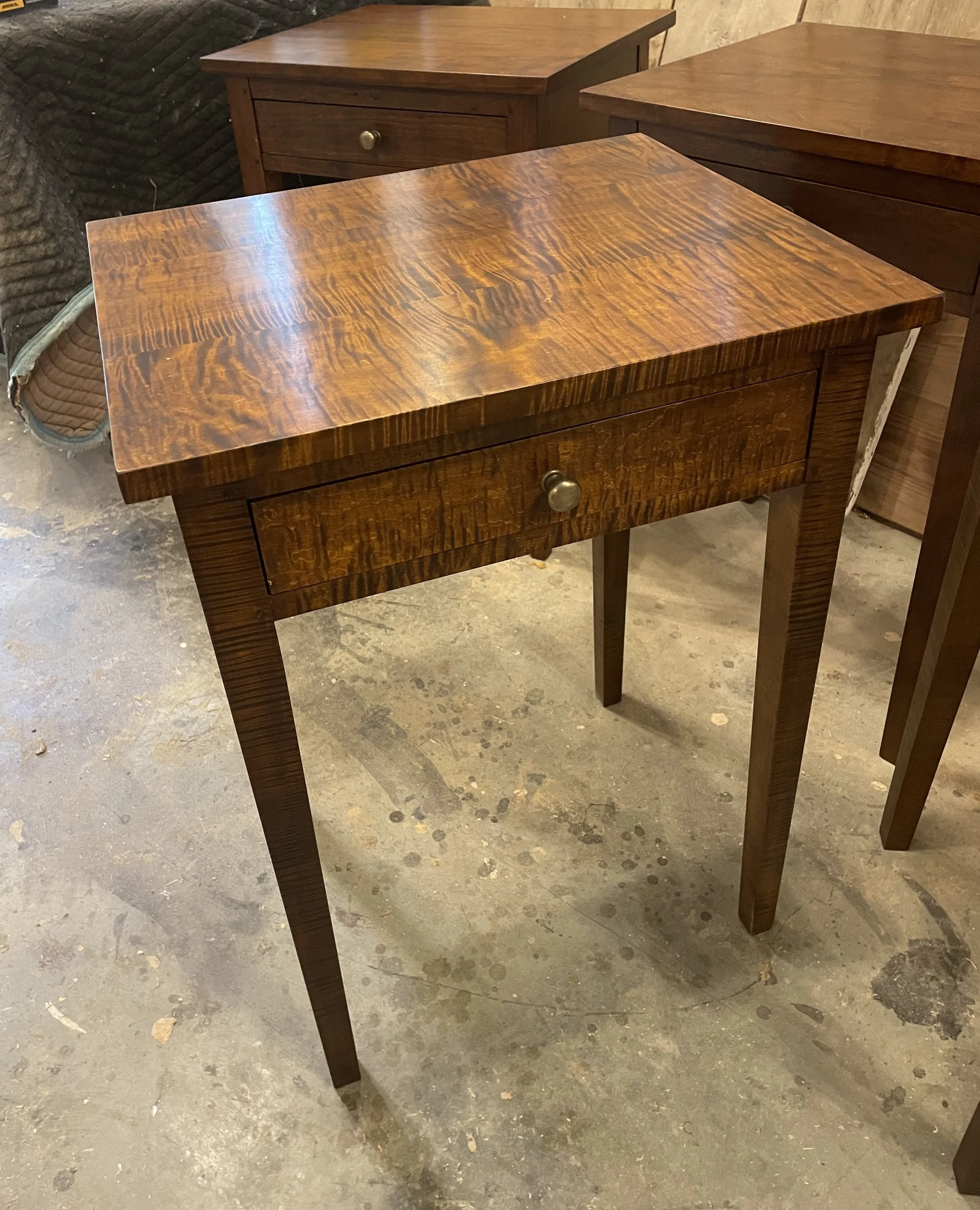 shaker end table made from curly maple