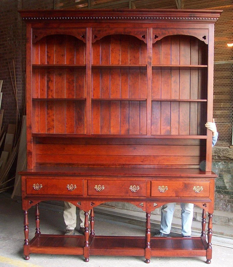 hand crafted welsh cupboard made from cherry curly maple oak