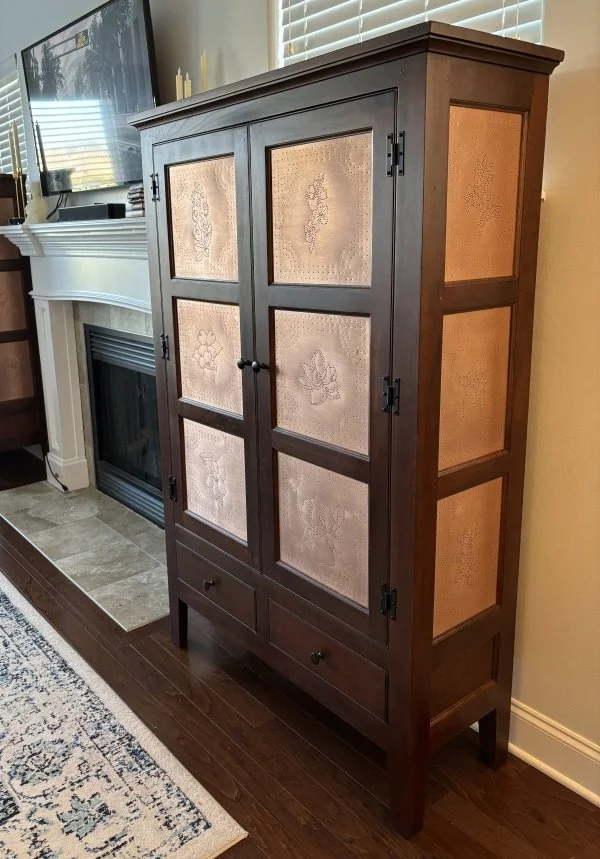 handcrafted pie safes with copper panels