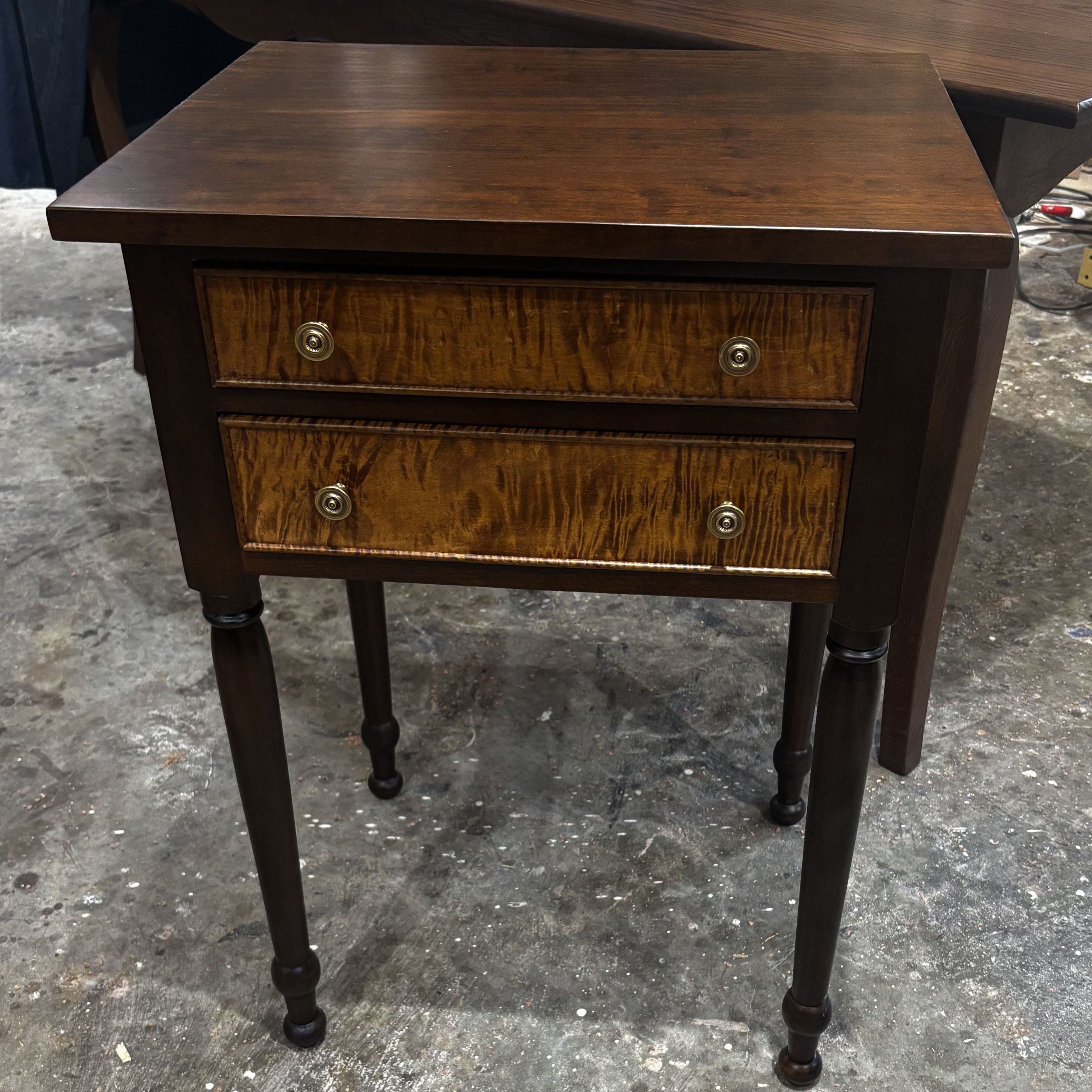 handcrafted sheraton side table cherry and curly maple