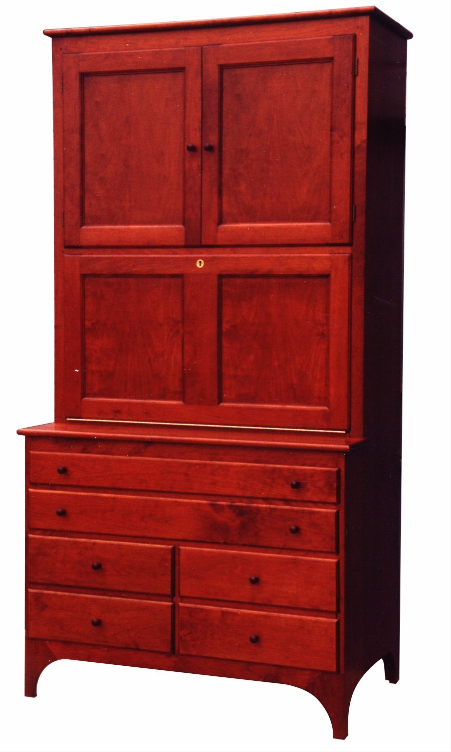 shaker slant front desk made from cherry bookshelf on top