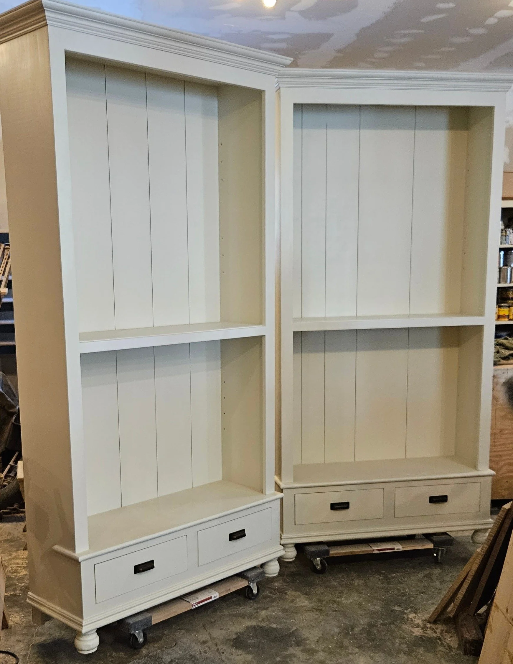french bookshelves made from solid wood painted alabaster