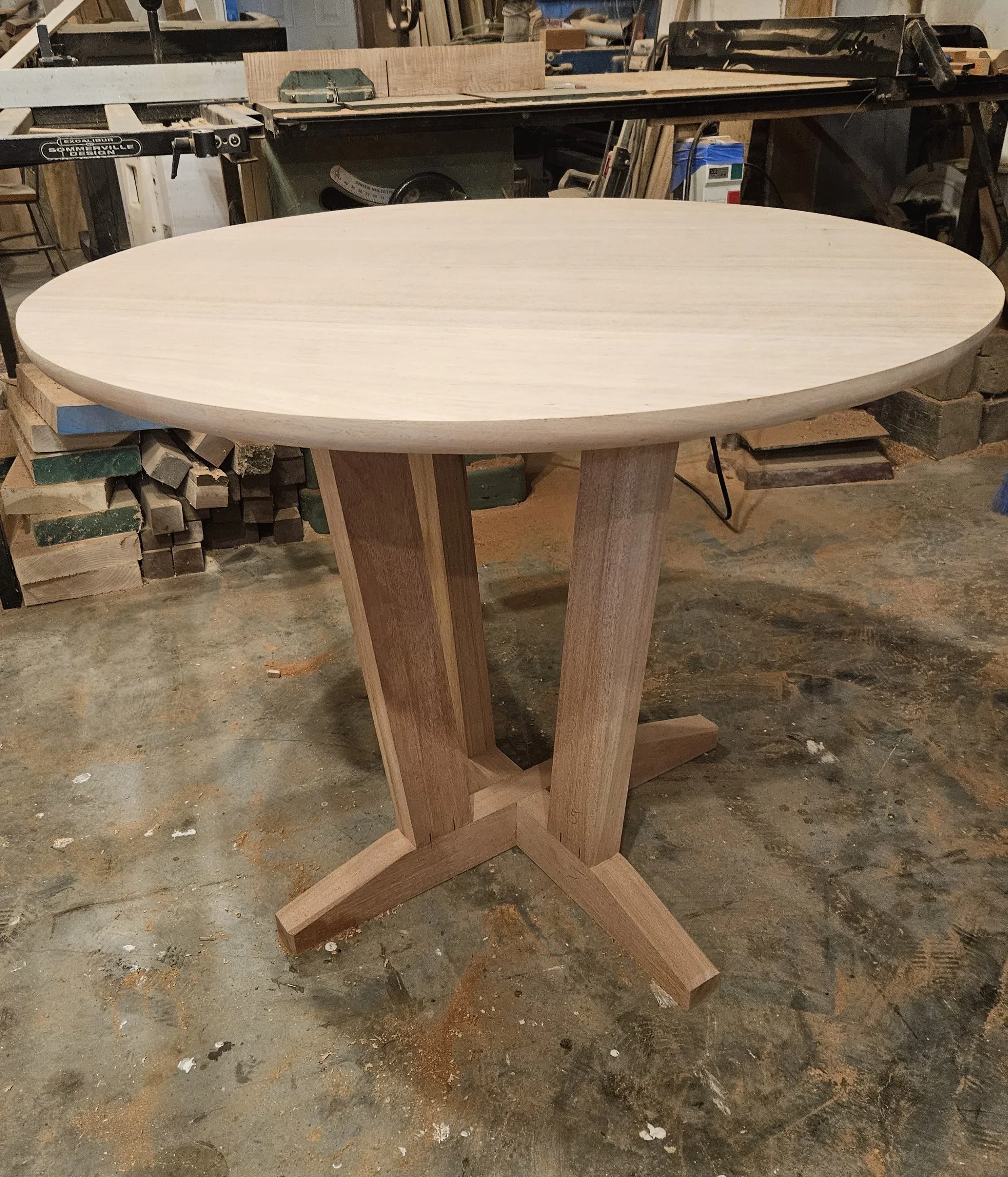 mid century pedestal table made from beech