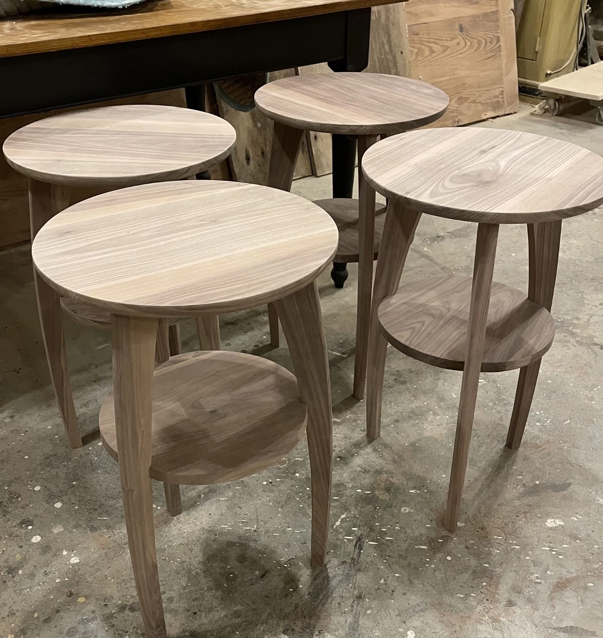 mid-century cocktail tables walnut