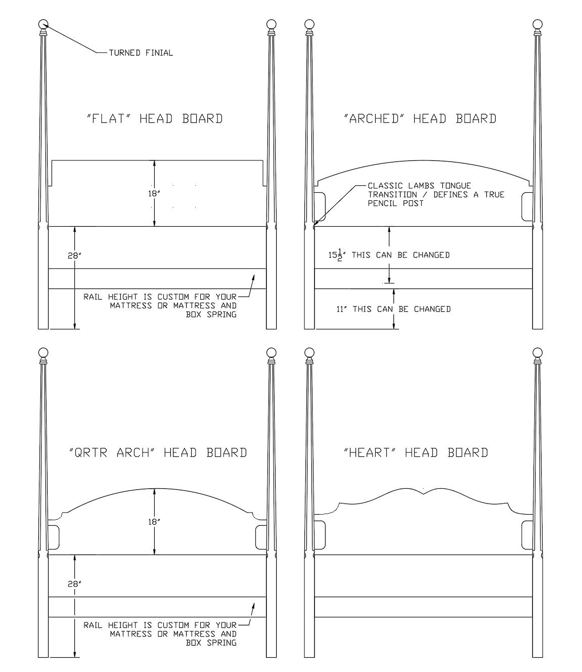 headboard shapes at michael mcguire handcrafted furniture