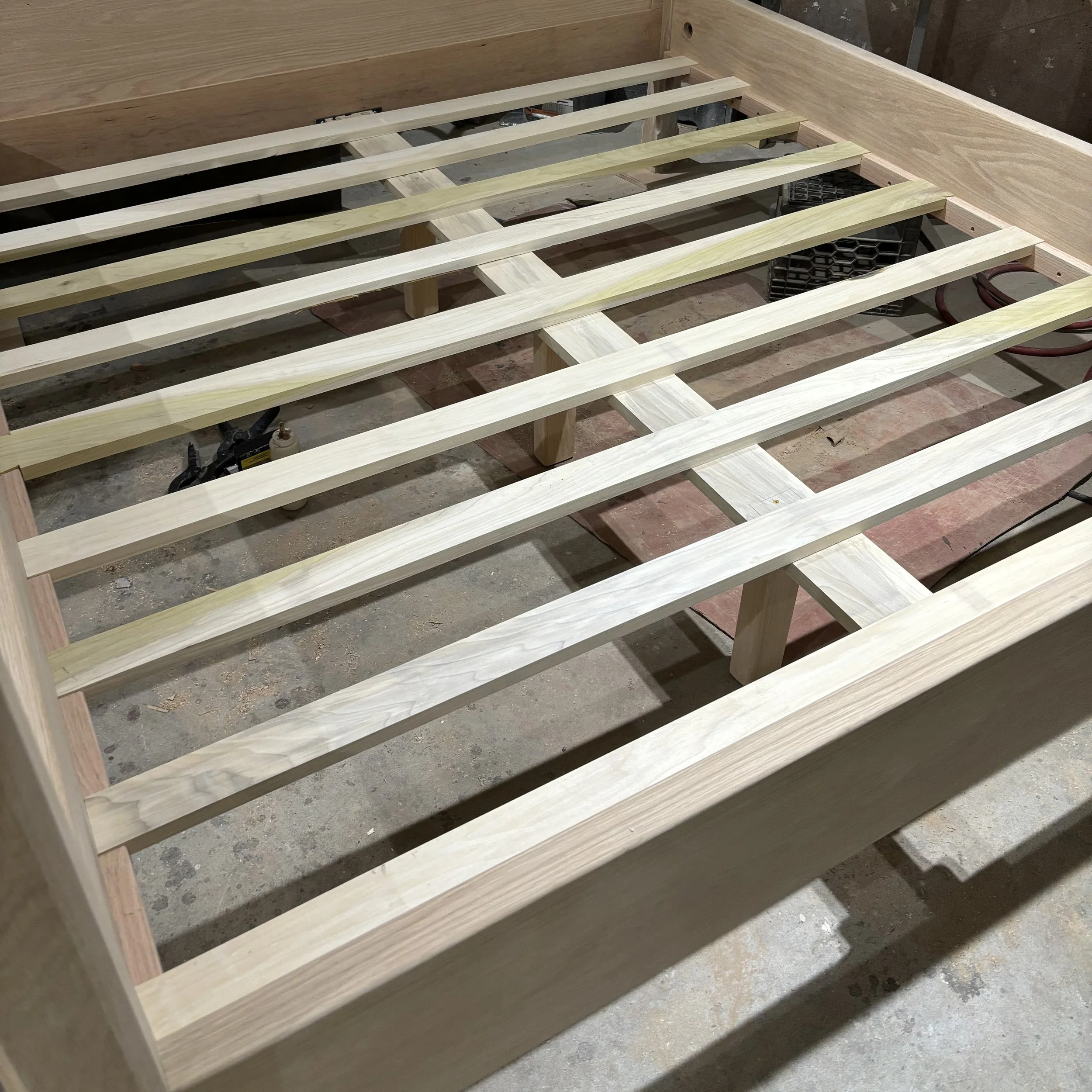 Platform Bed frame and slats solid wood.JPG