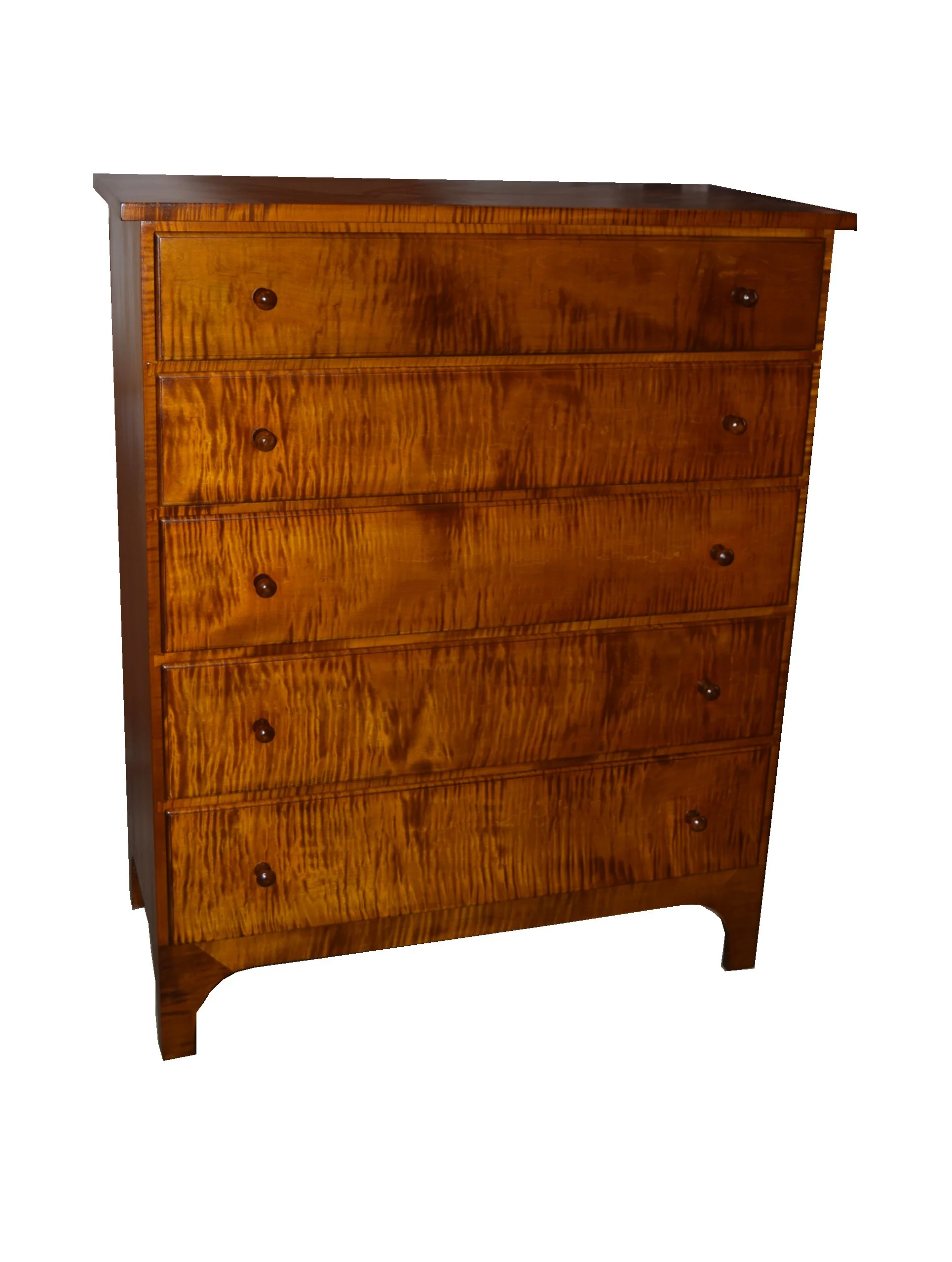 shaker chest of drawers made from curly maple