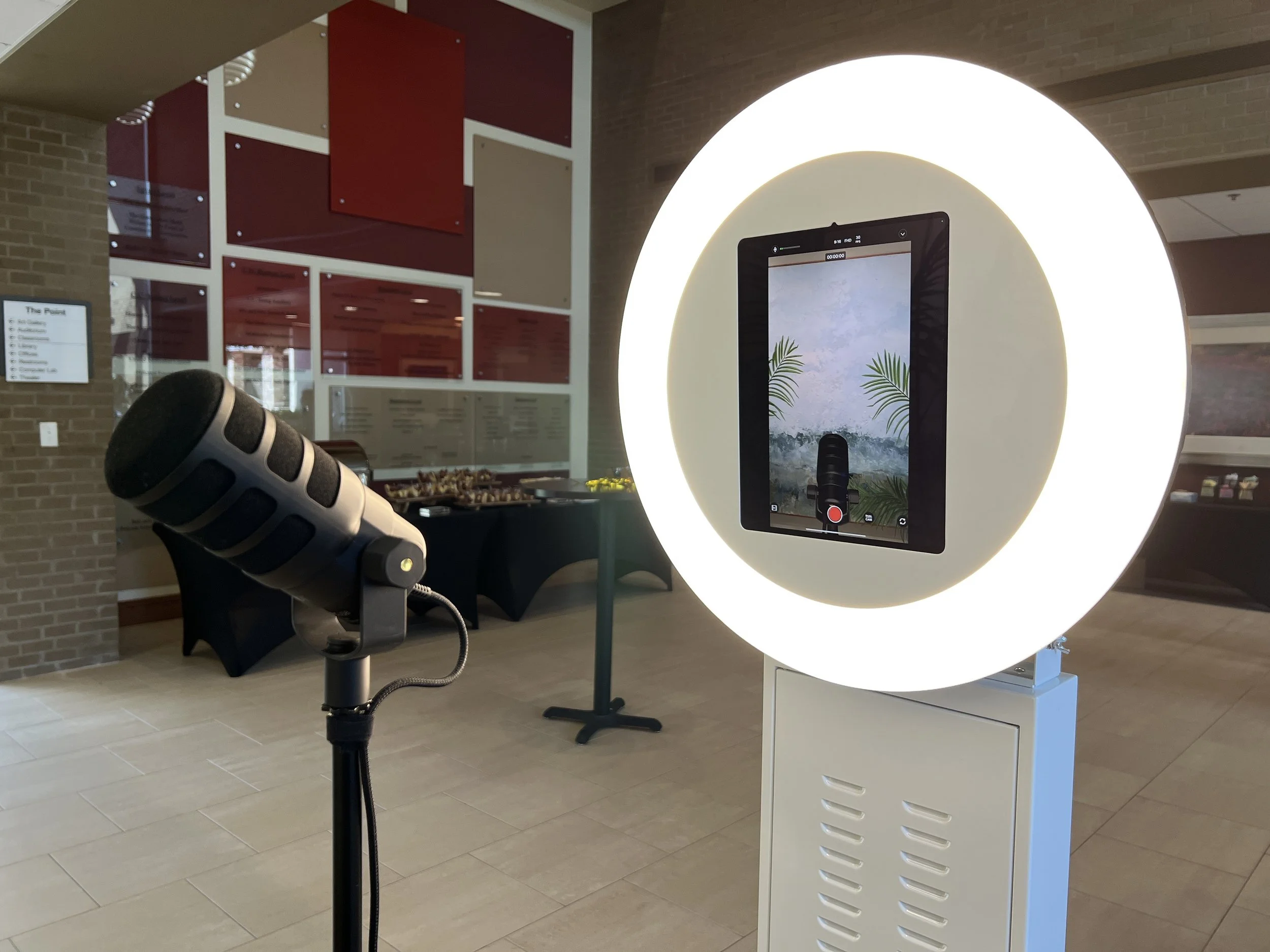 User side view of the video booth with ring light