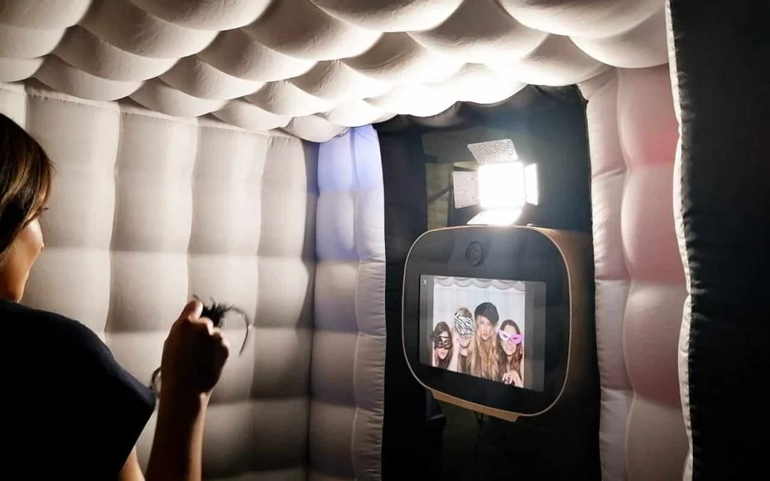 Inside look of enclosed photo booth