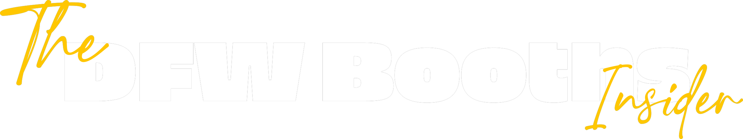 Section header graphic reading “The DFW Booths Insider” with bold white block lettering and yellow script accents on a black background, representing the official DFW Booths blog section.
