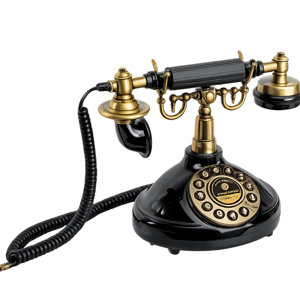 Vintage black and brass rotary telephone used as an audio guest book add-on for DFW Booths, allowing wedding and event guests to record voice messages.