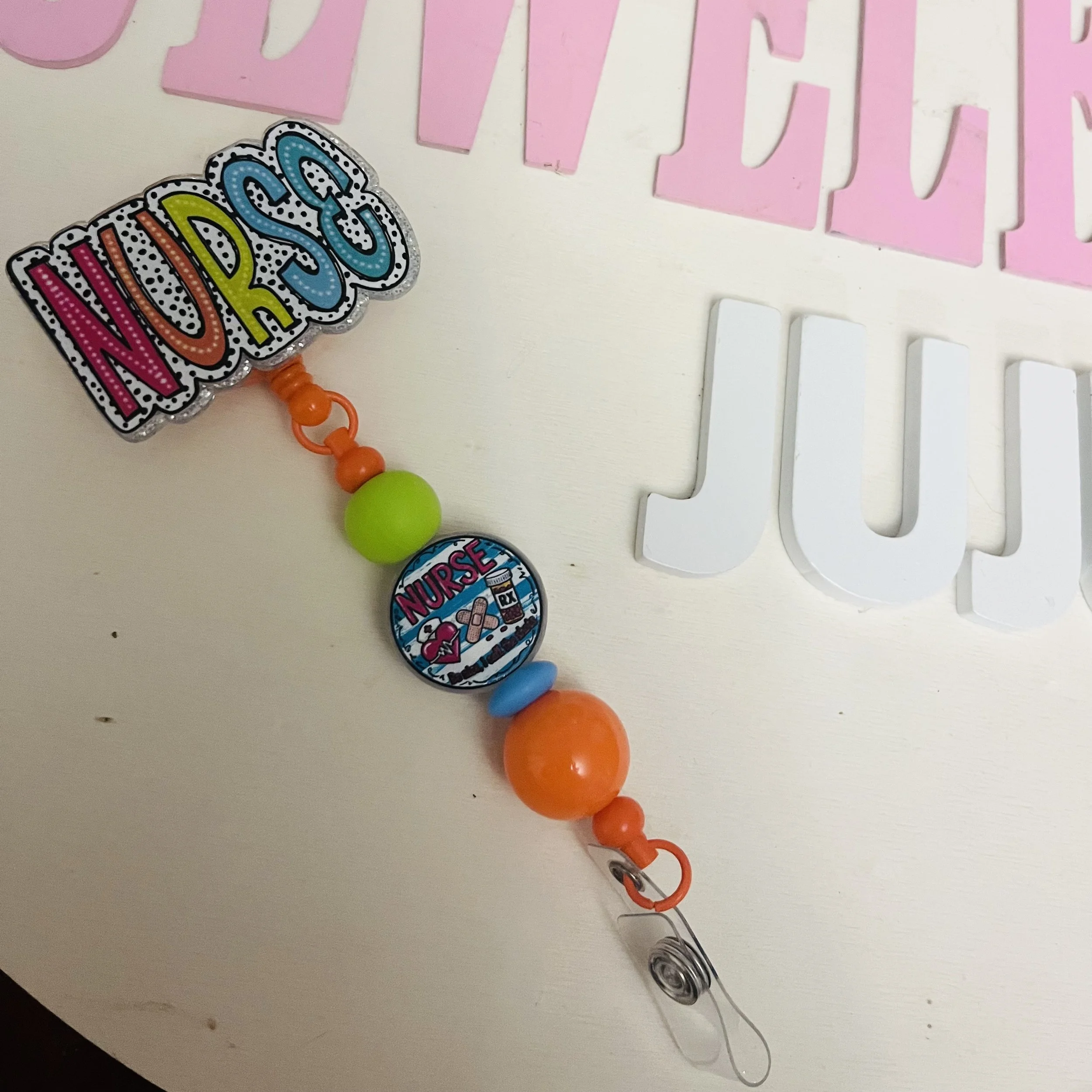 Cute Neon Nurse Badge Reel