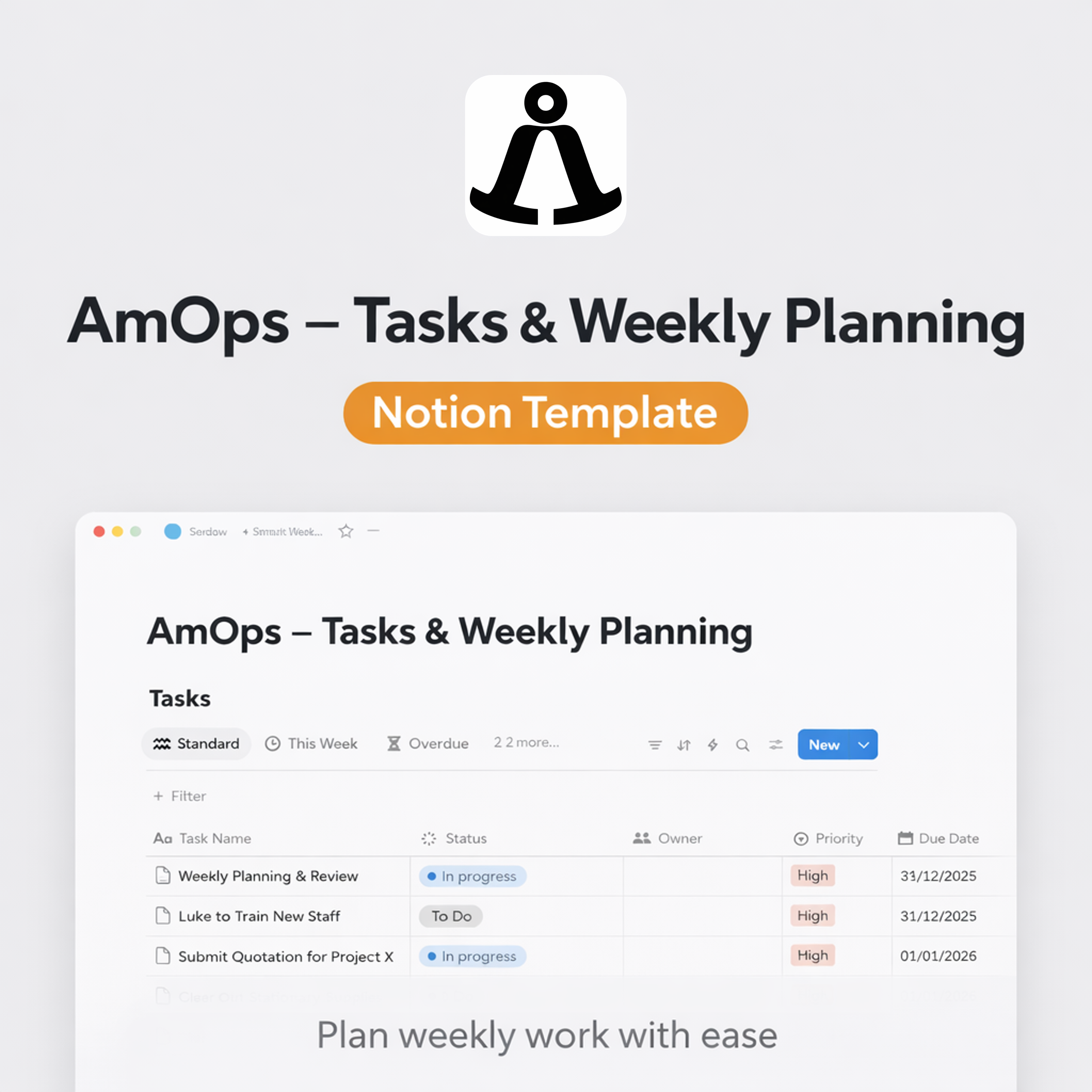 AmOps — Tasks & Weekly Planning (Notion Template)