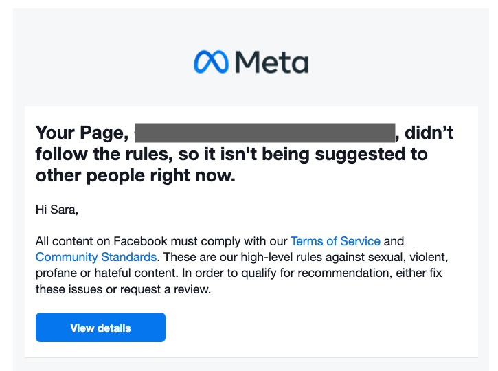 Meta Page Not Qualify For Recommendation.png