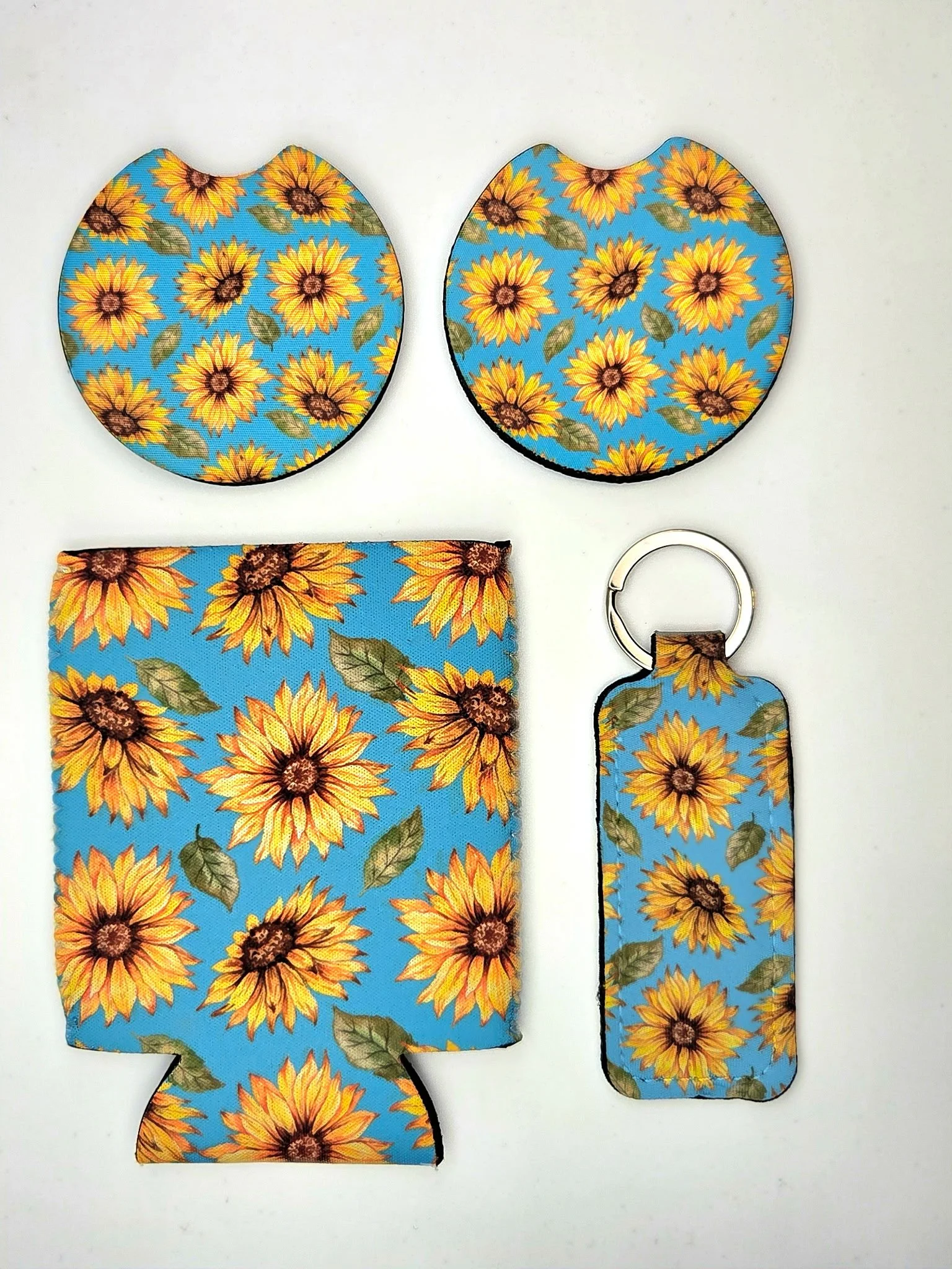 Can Koozie, Car Coasters, Set of 2 and Lip Balm Holder Keychain
