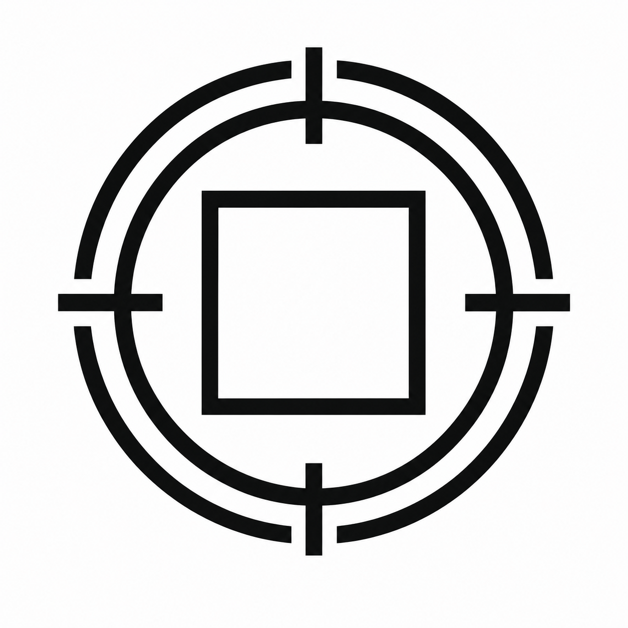 A black and white seal icon or glyph with a square inside the exterior membranes evidencing a sealed or fixed interior state.