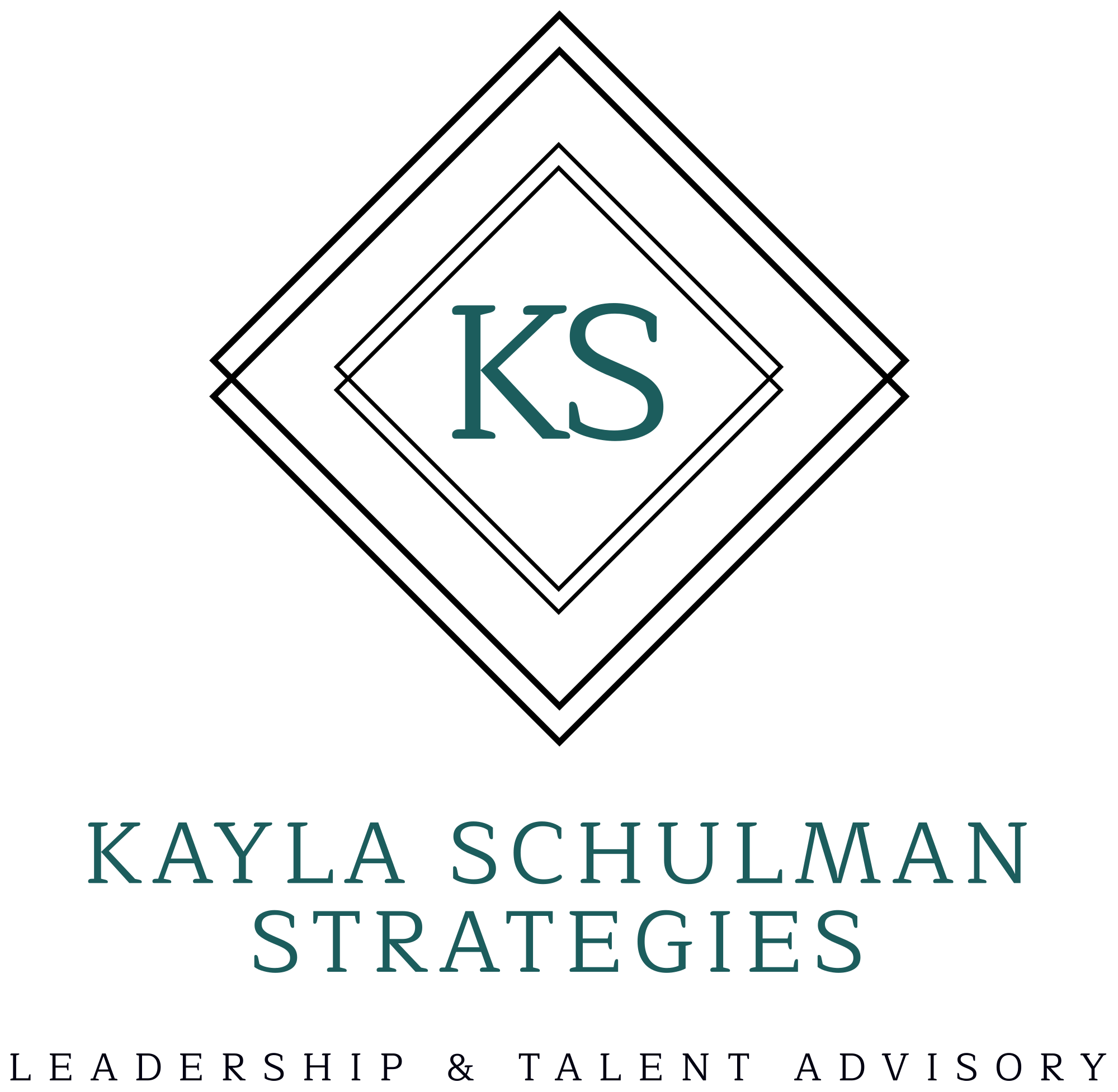Square logo titled "KS" by Kayla Schulman Strategies, with subtitle "Leadership & Talent Advisory".