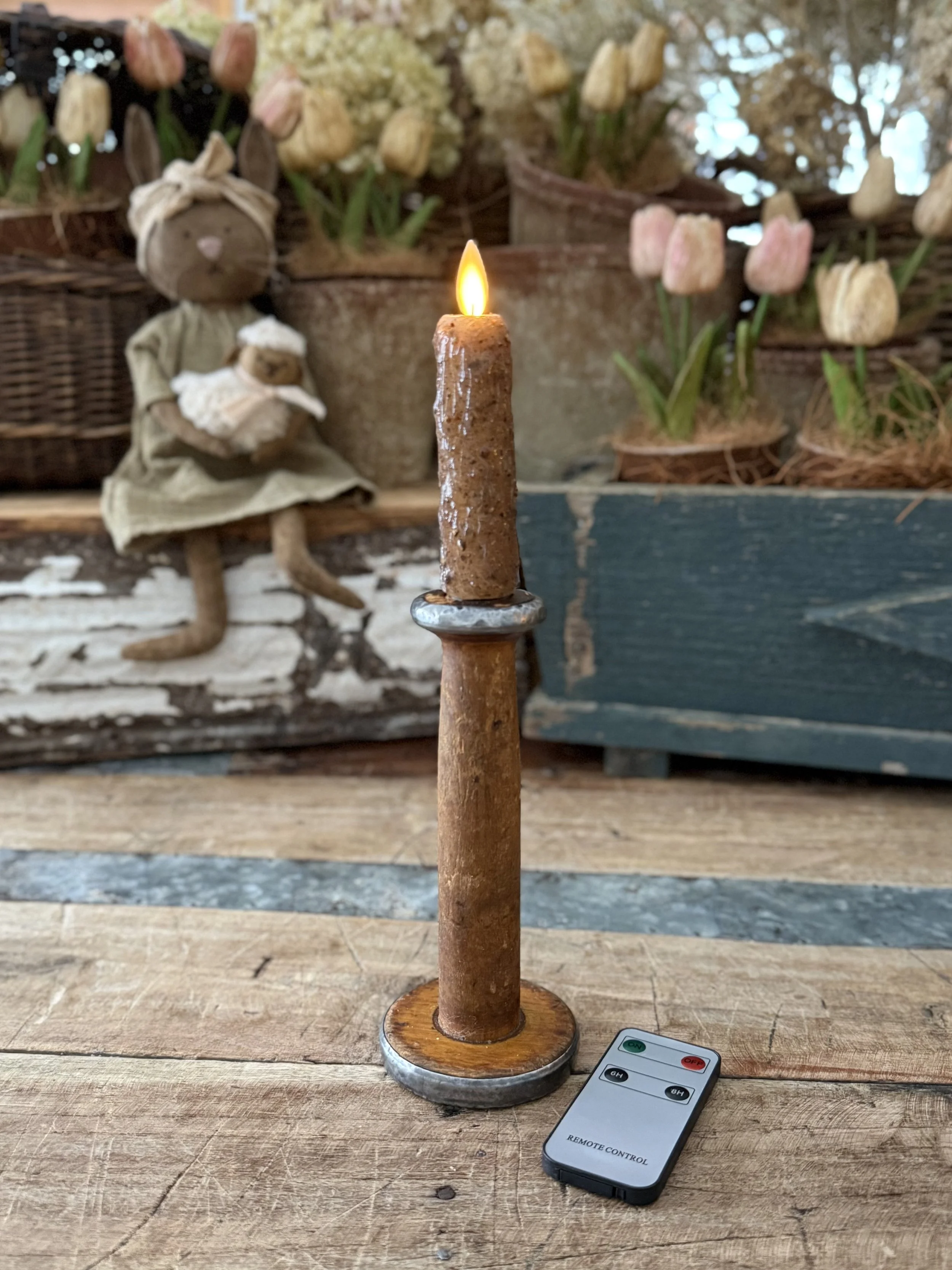 Antique Spool Candlestick