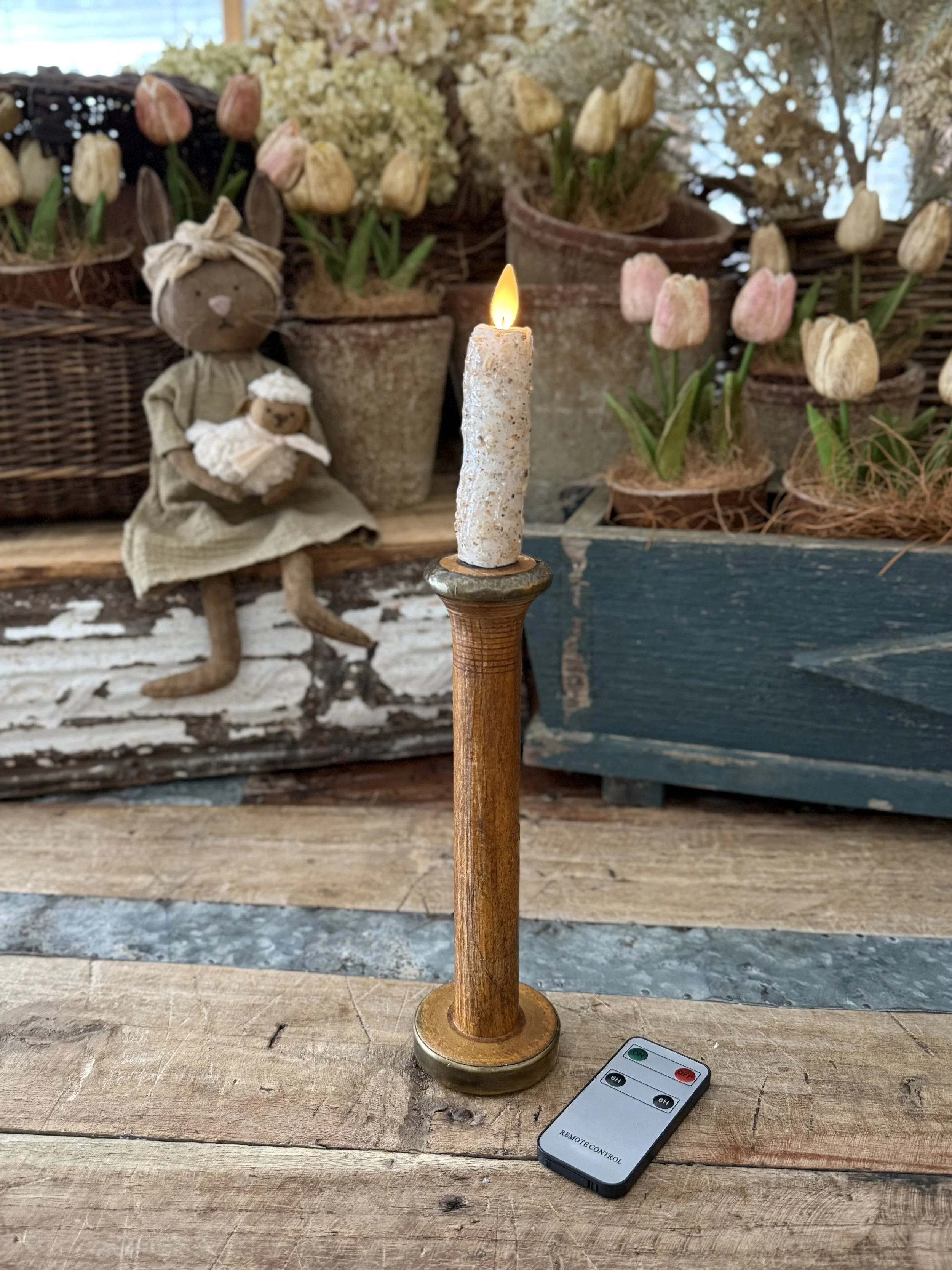 Antique Spool Candlestick