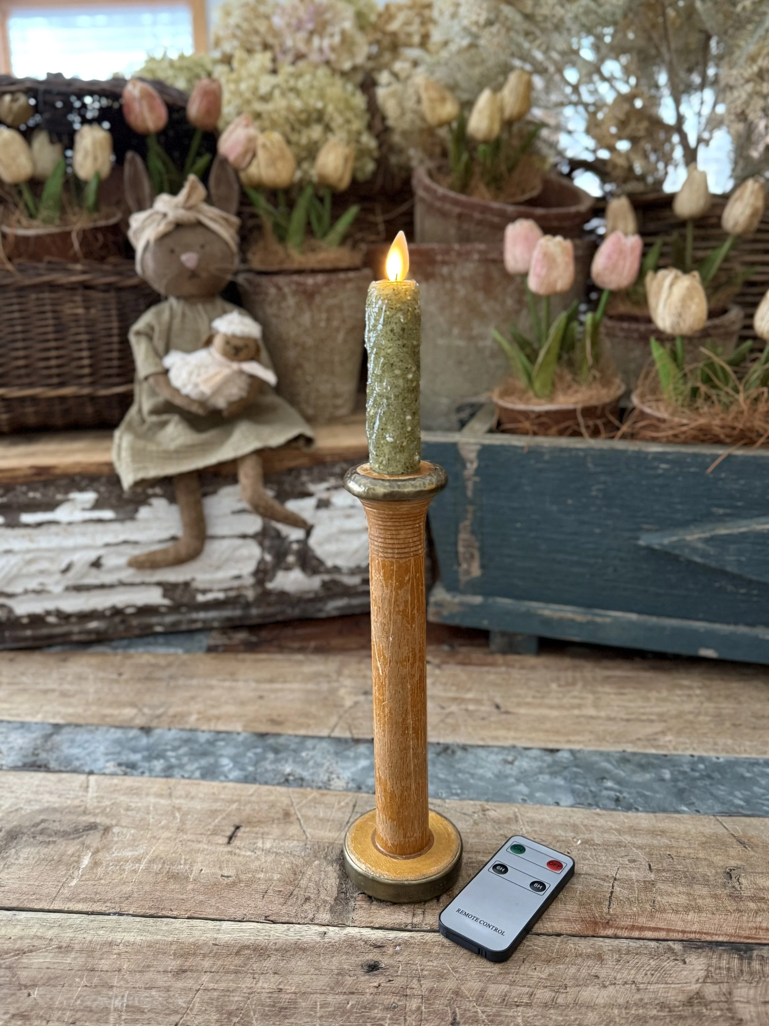 Antique Spool Candlestick