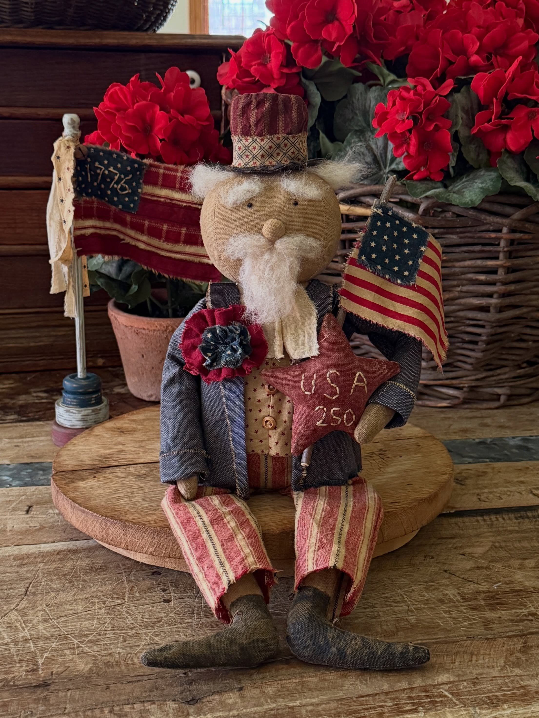 It&rsquo;s Restock Day Eve! 🇺🇸 Tomorrow, May 16th, I&rsquo;ll be listing a huge batch of handmade goods on my website at noon EST for my ONLY Americana restock of the year! www.primitivepigfolkart.com 
&nbsp;
I just added another doll today ~ a lar