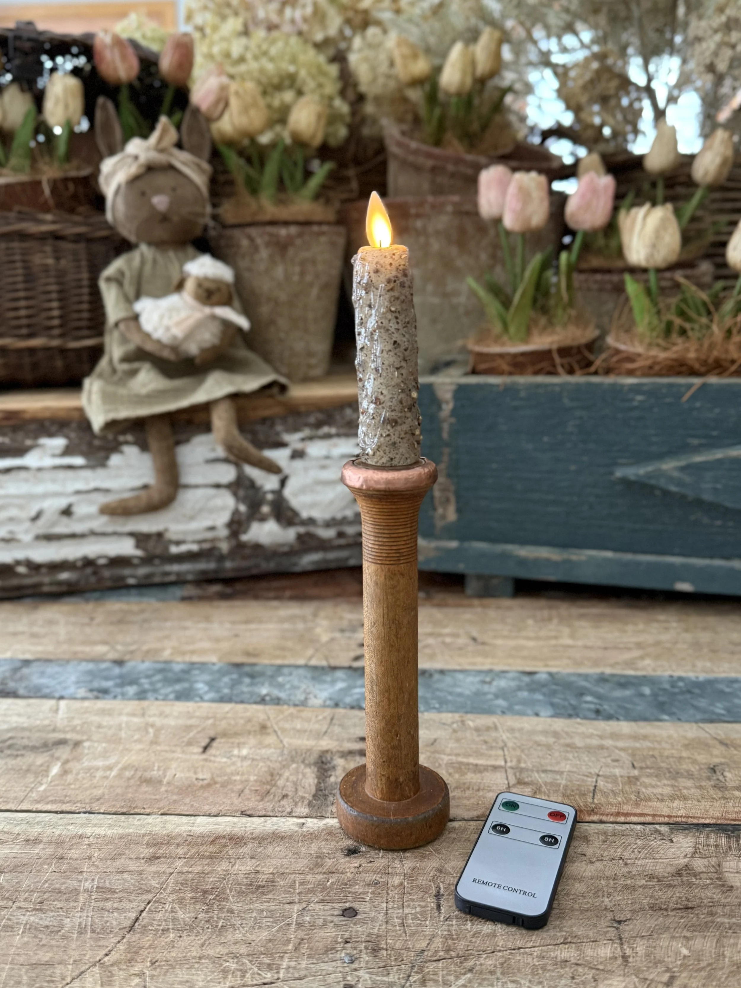 Antique Spool Candlestick