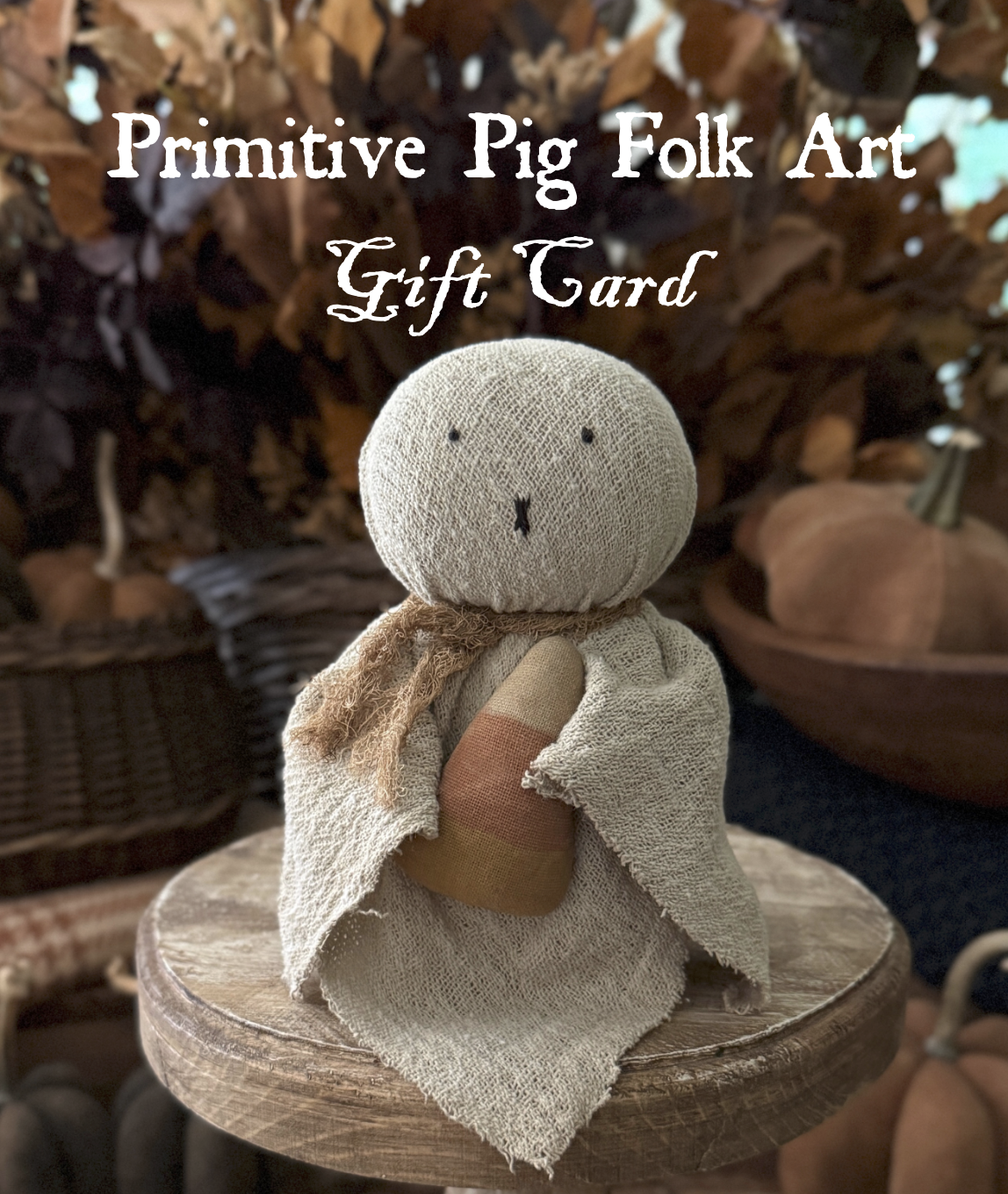 Primitive Pig Folk Art Gift Card