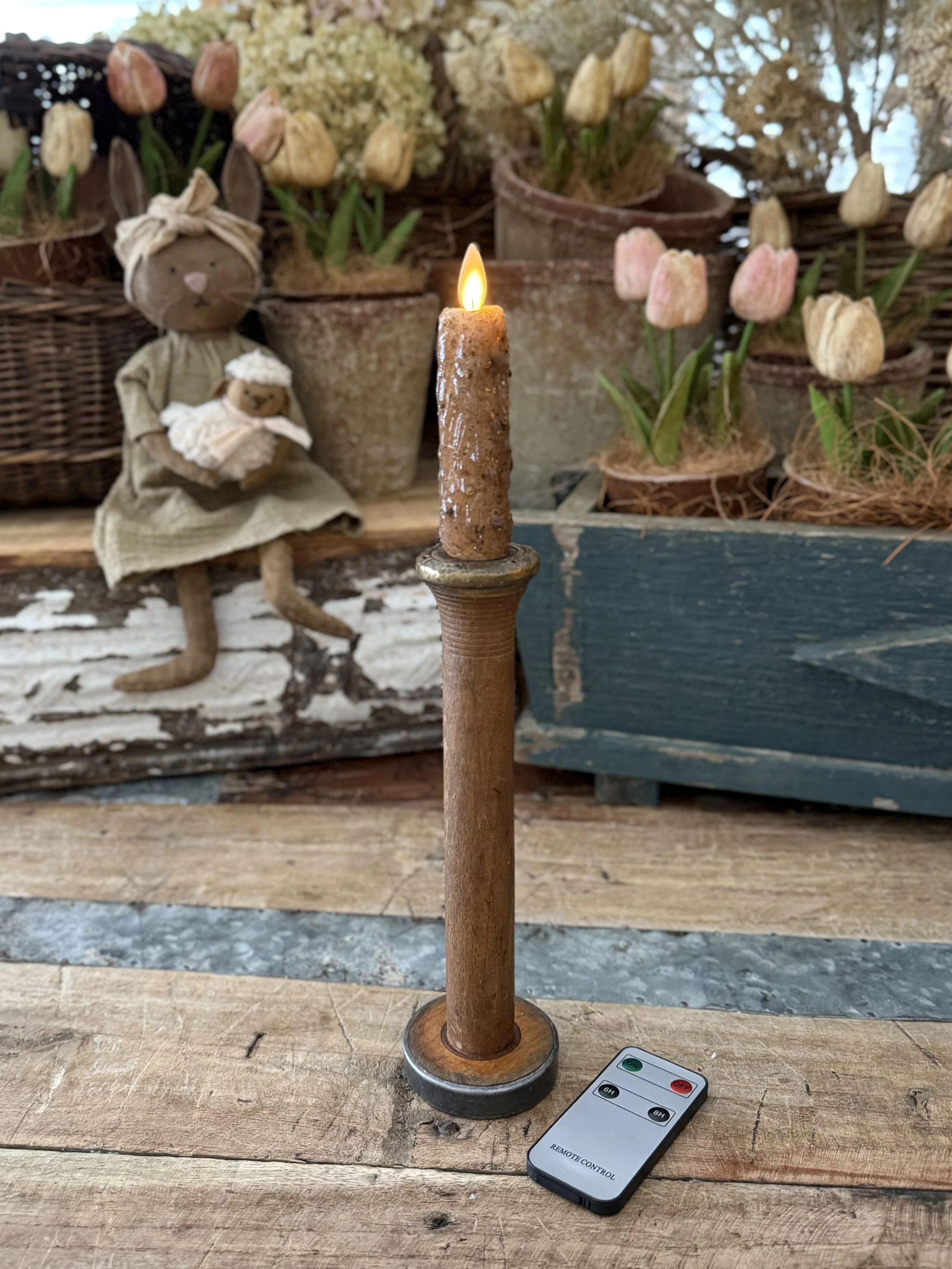 Antique Spool Candlestick