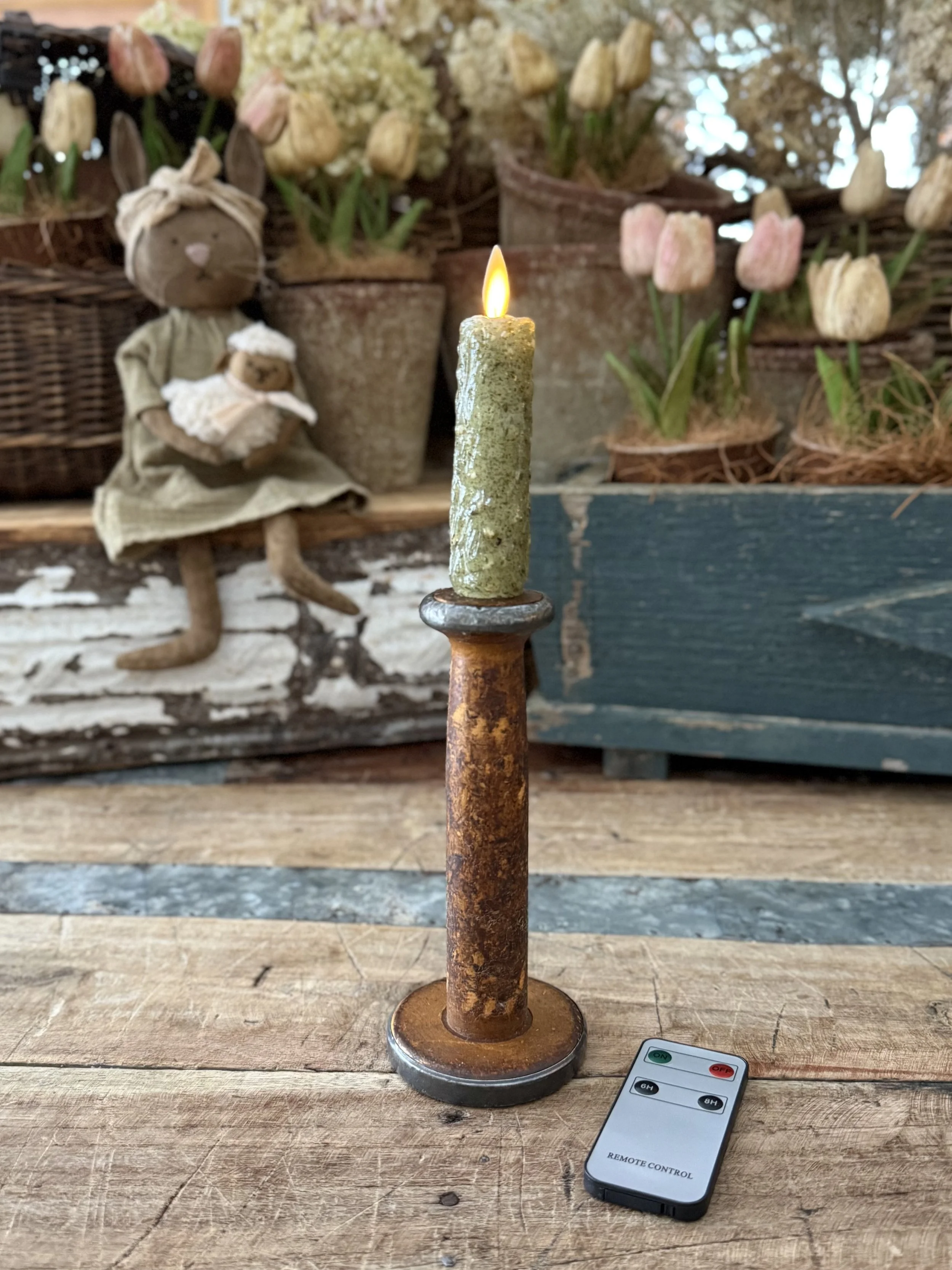 Antique Spool Candlestick