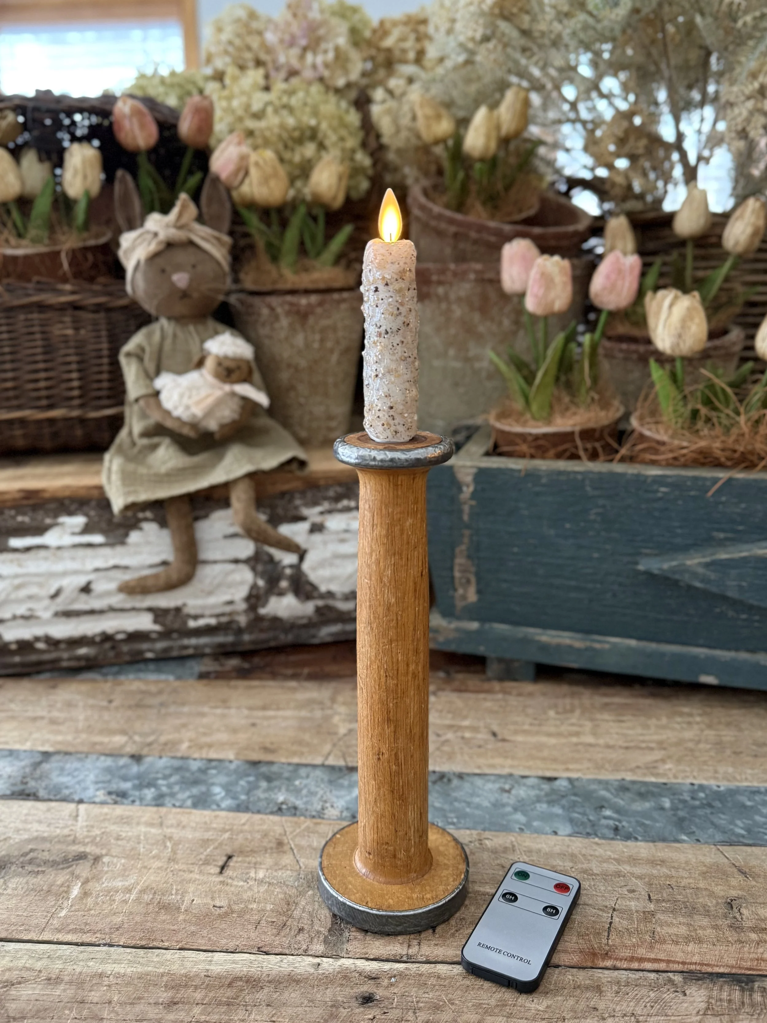 Antique Spool Candlestick