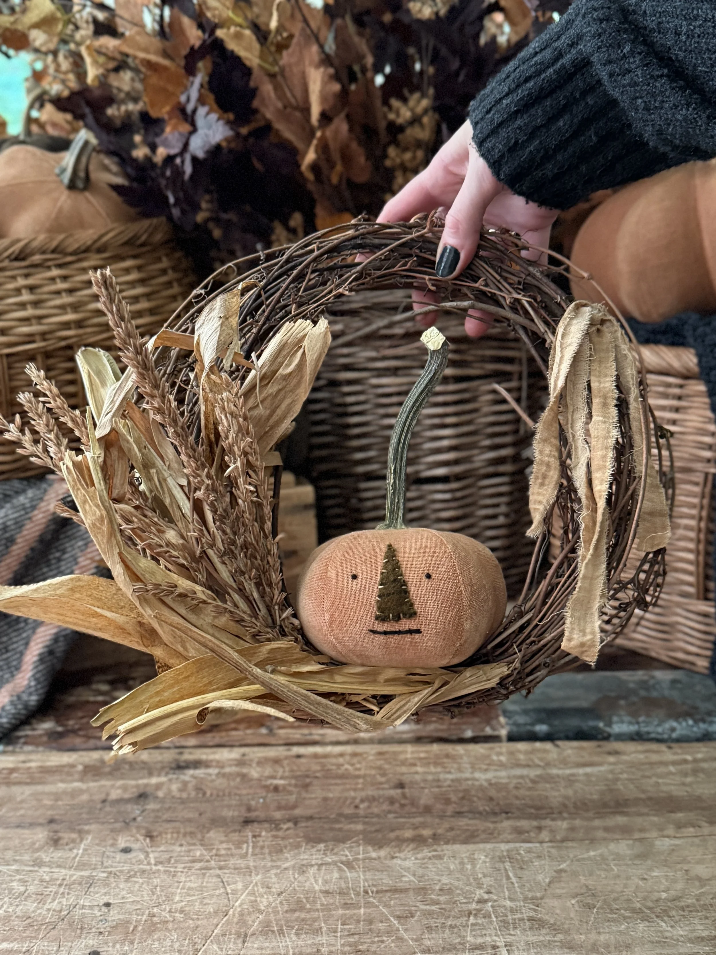 One Primitive Pumpkin Wreath