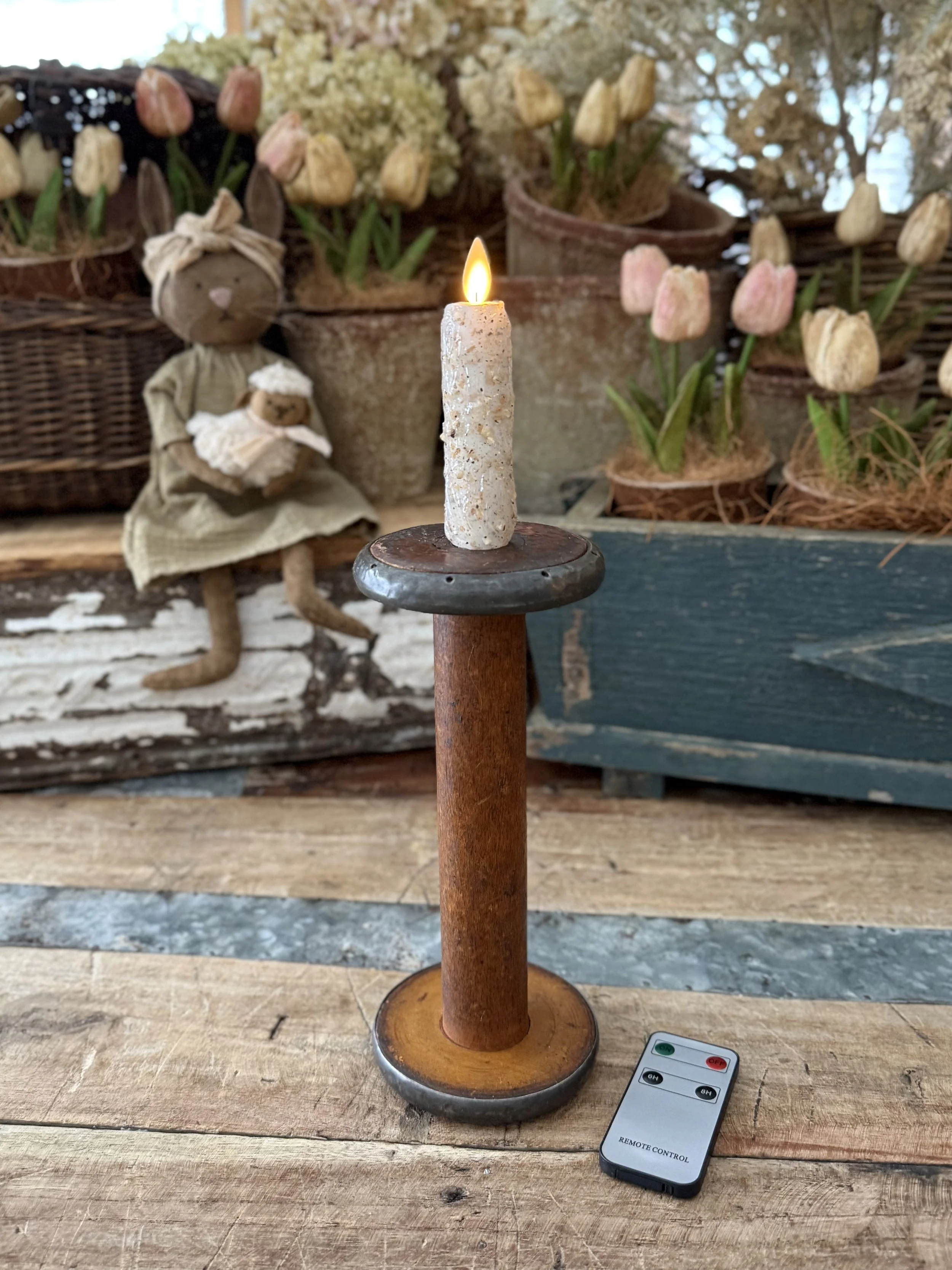 Antique Spool Candlestick