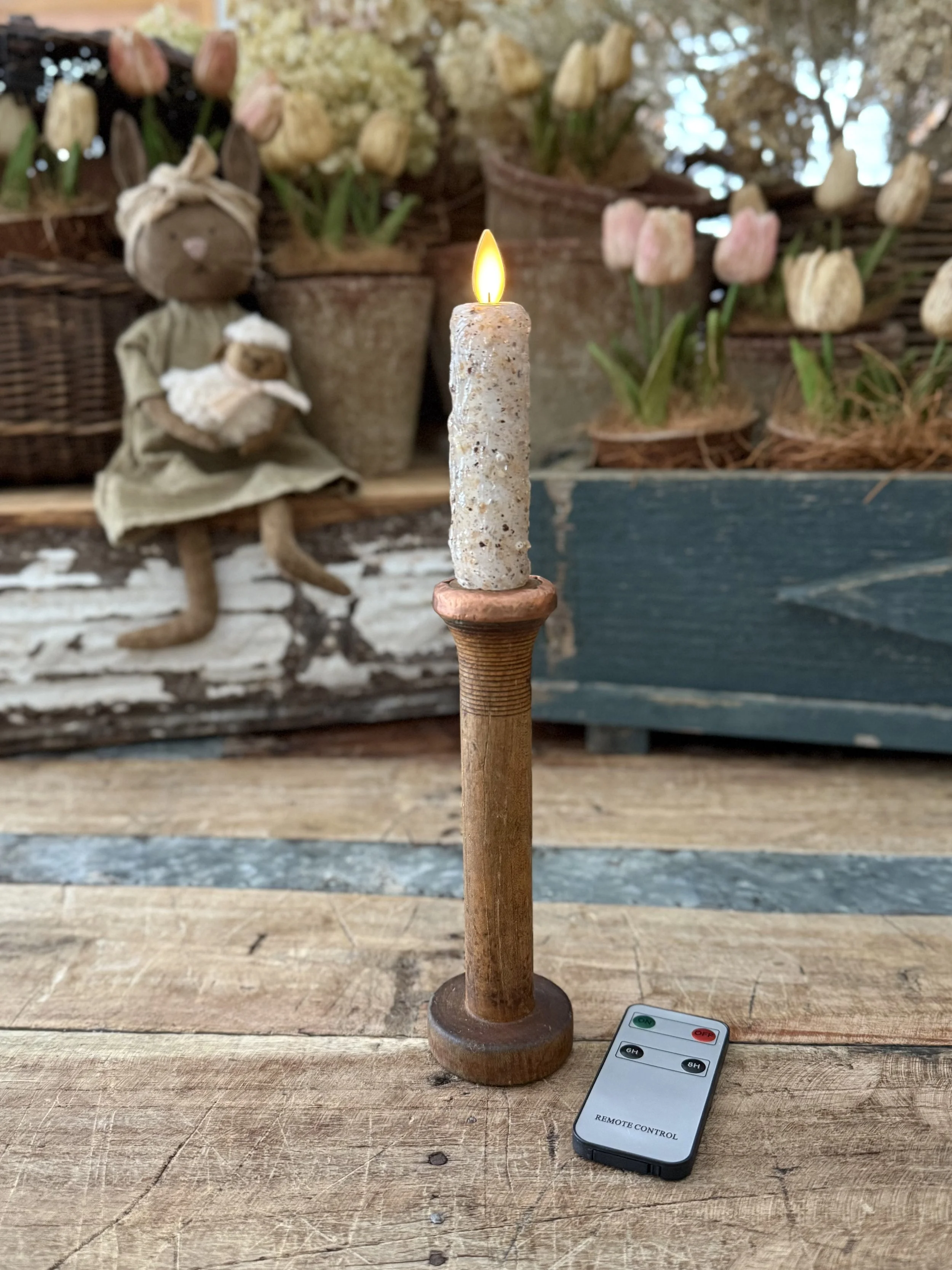 Antique Spool Candlestick