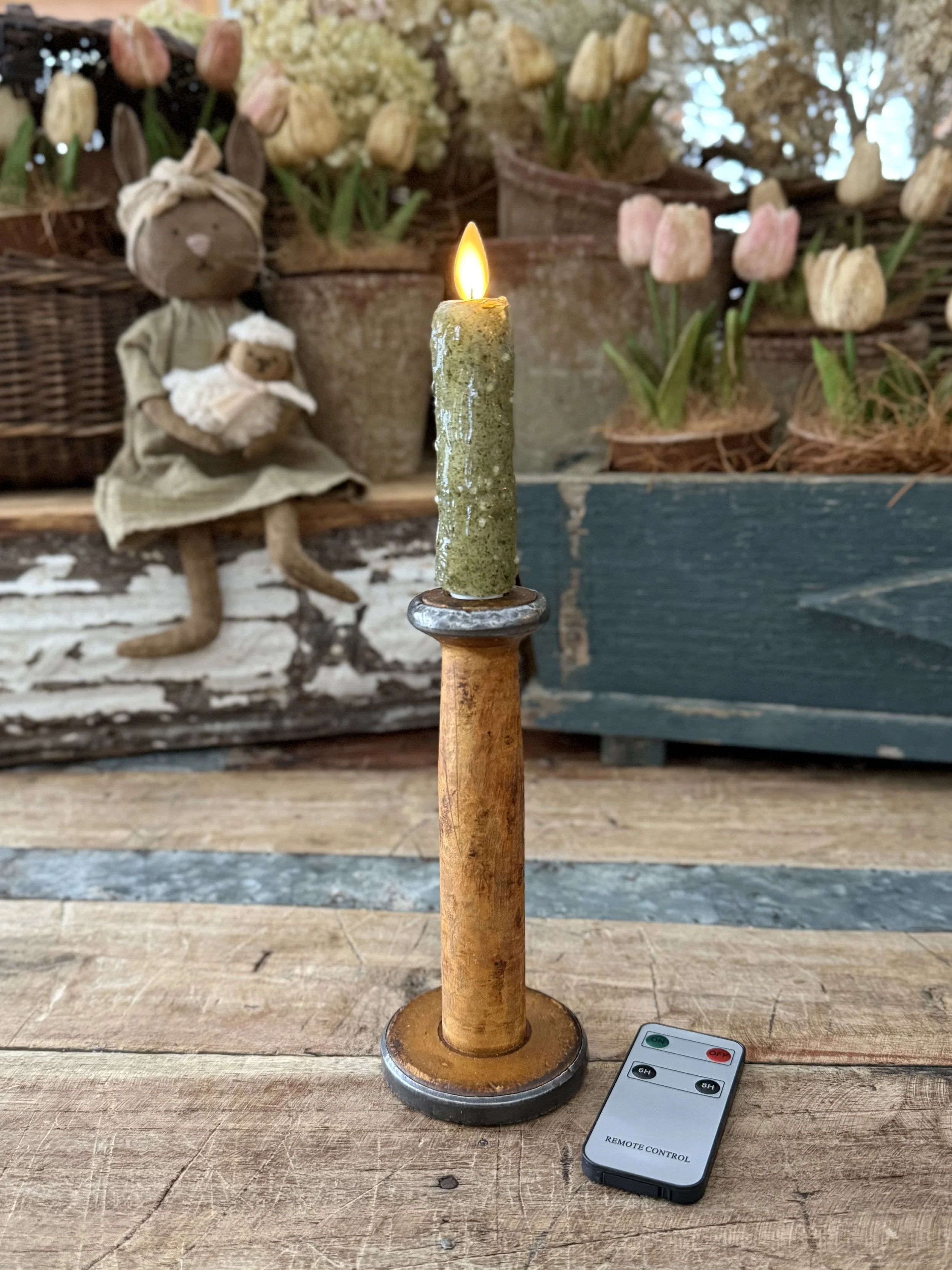 Antique Spool Candlestick