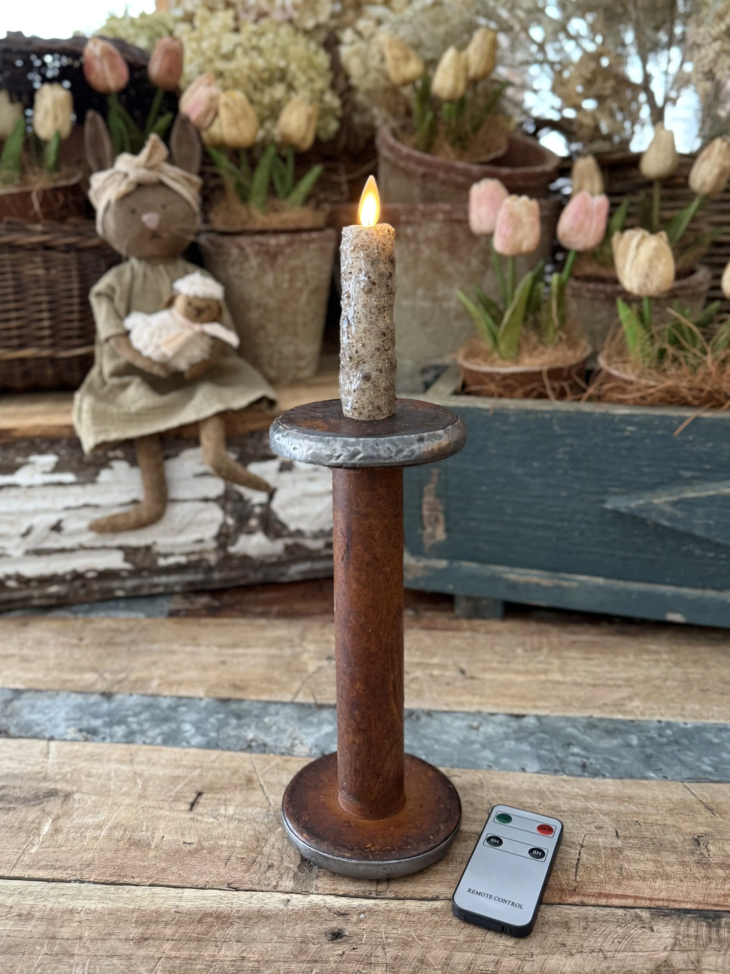 Antique Spool Candlestick