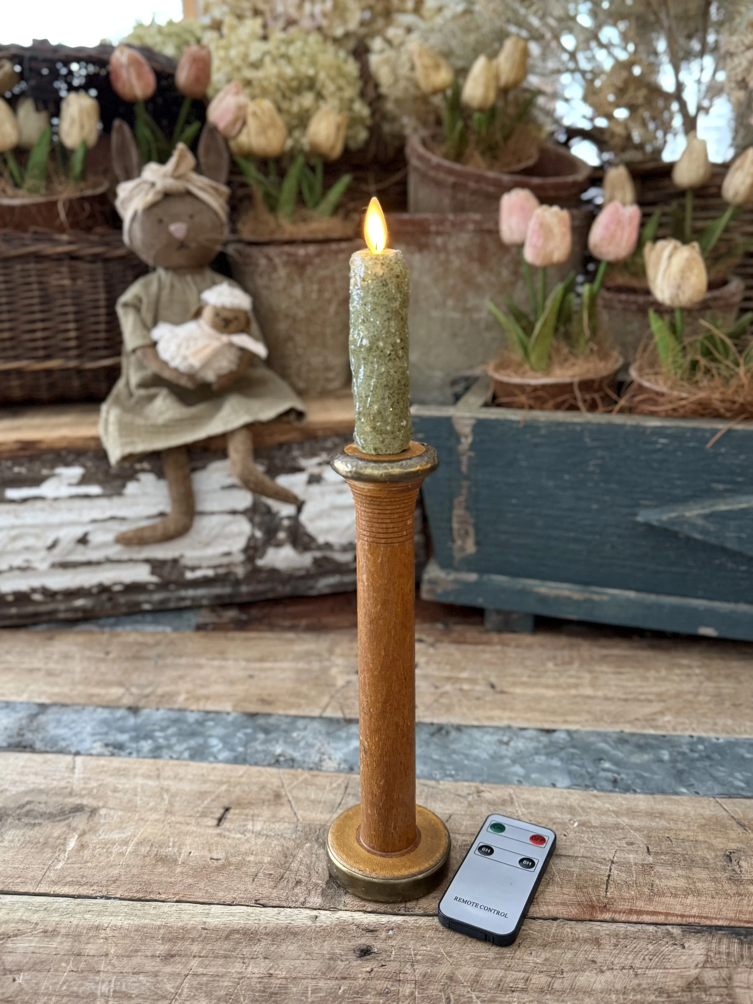 Antique Spool Candlestick