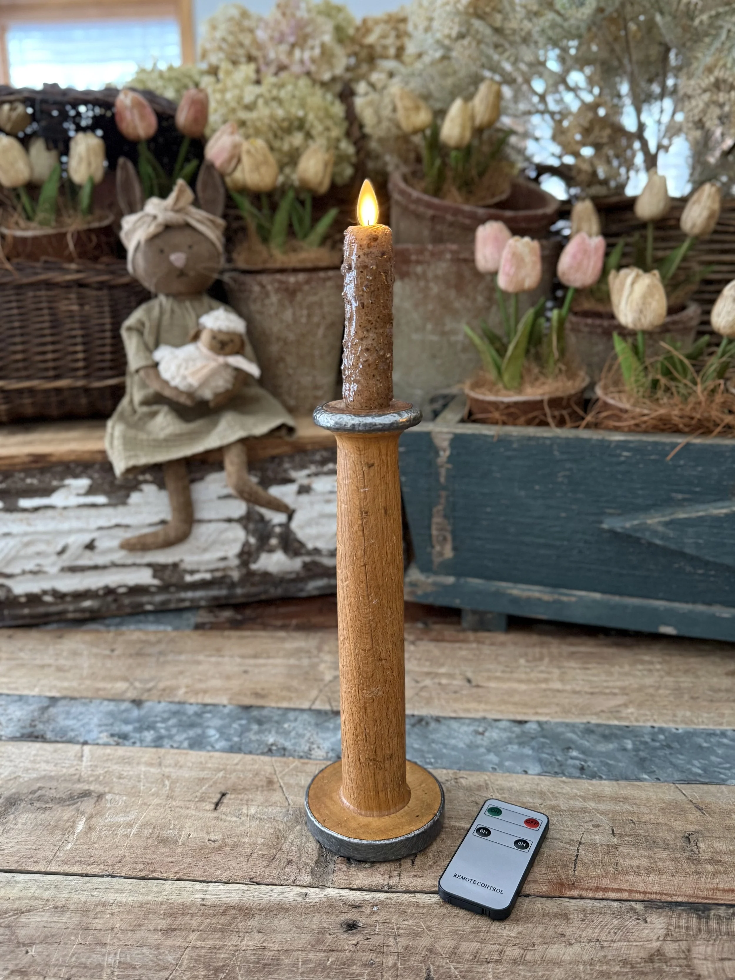 Antique Spool Candlestick