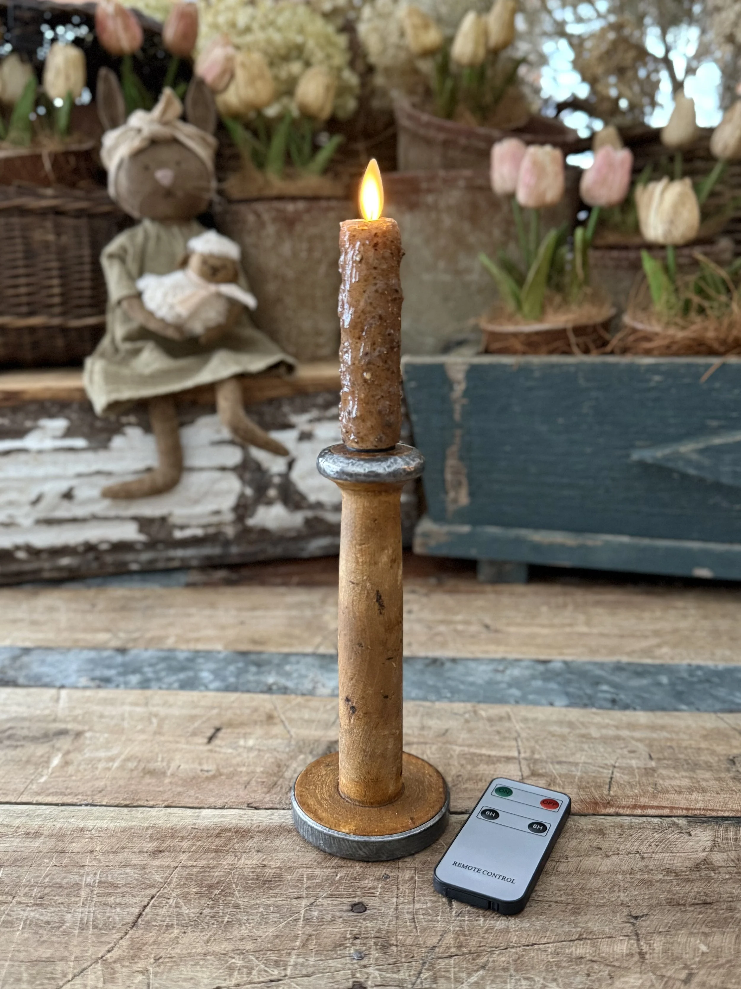 Antique Spool Candlestick